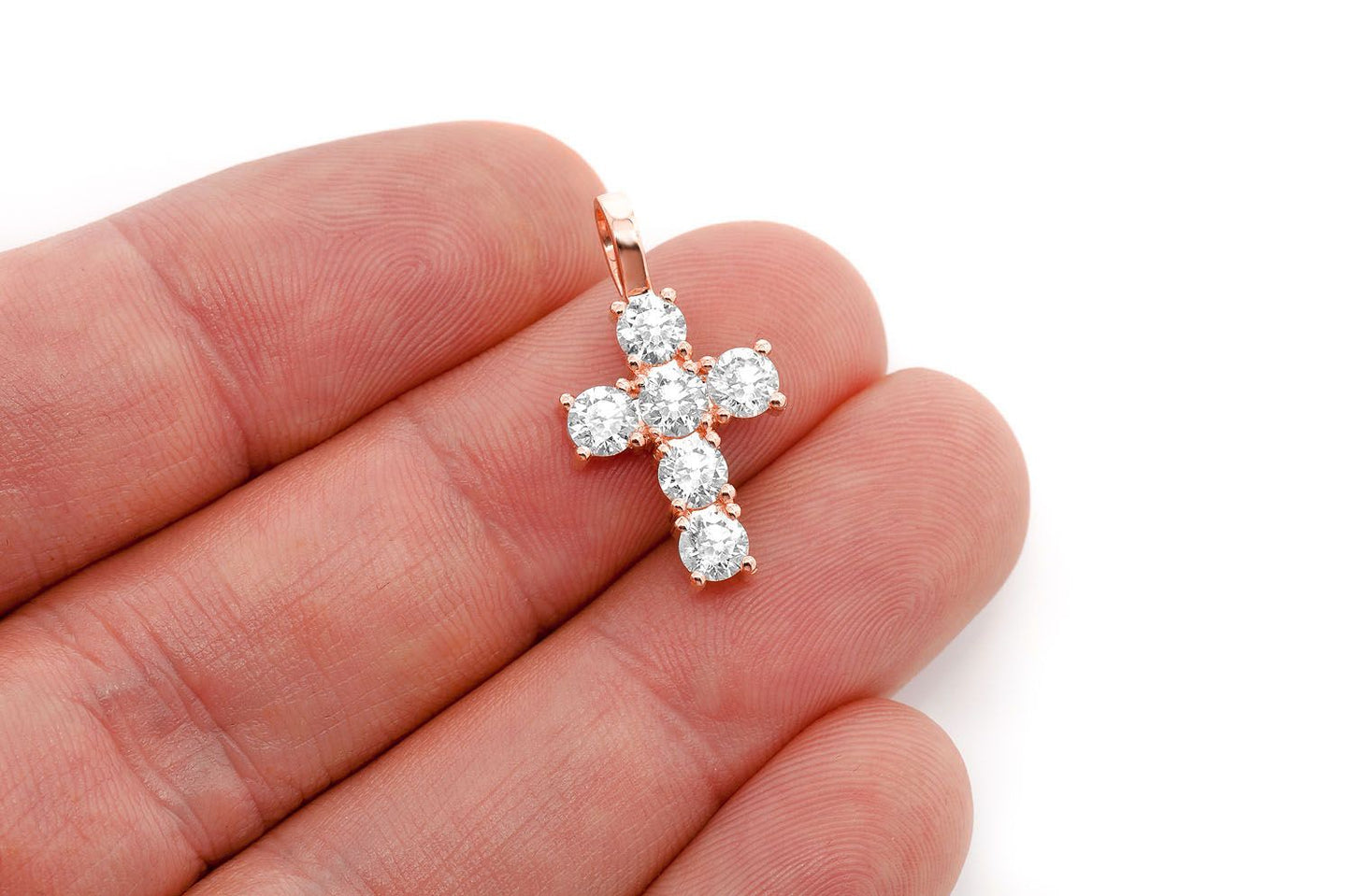 EXTRA LARGE ROCKS CROSS DIAMOND PENDANT 14K SOLID GOLD 1.50CTW