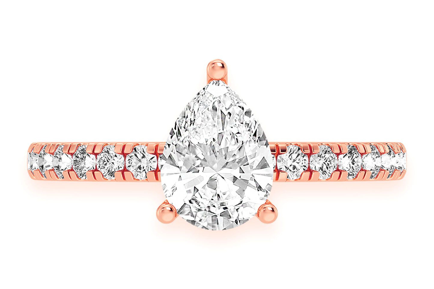 THINN - 1.00CT PEAR SOLITAIRE - ONE ROW UNDER HALO - DIAMOND ENGAGEMENT RING