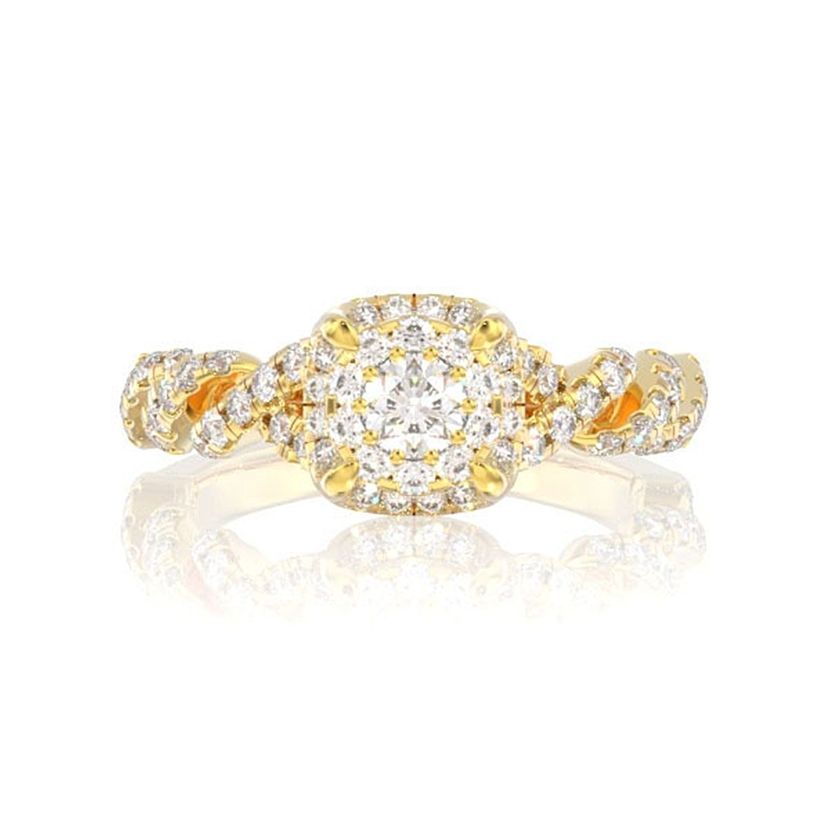 0.85CTW DOUBLE HALO CLAW TWIST DIAMOND ENGAGEMENT RING 14K SOLID GOLD