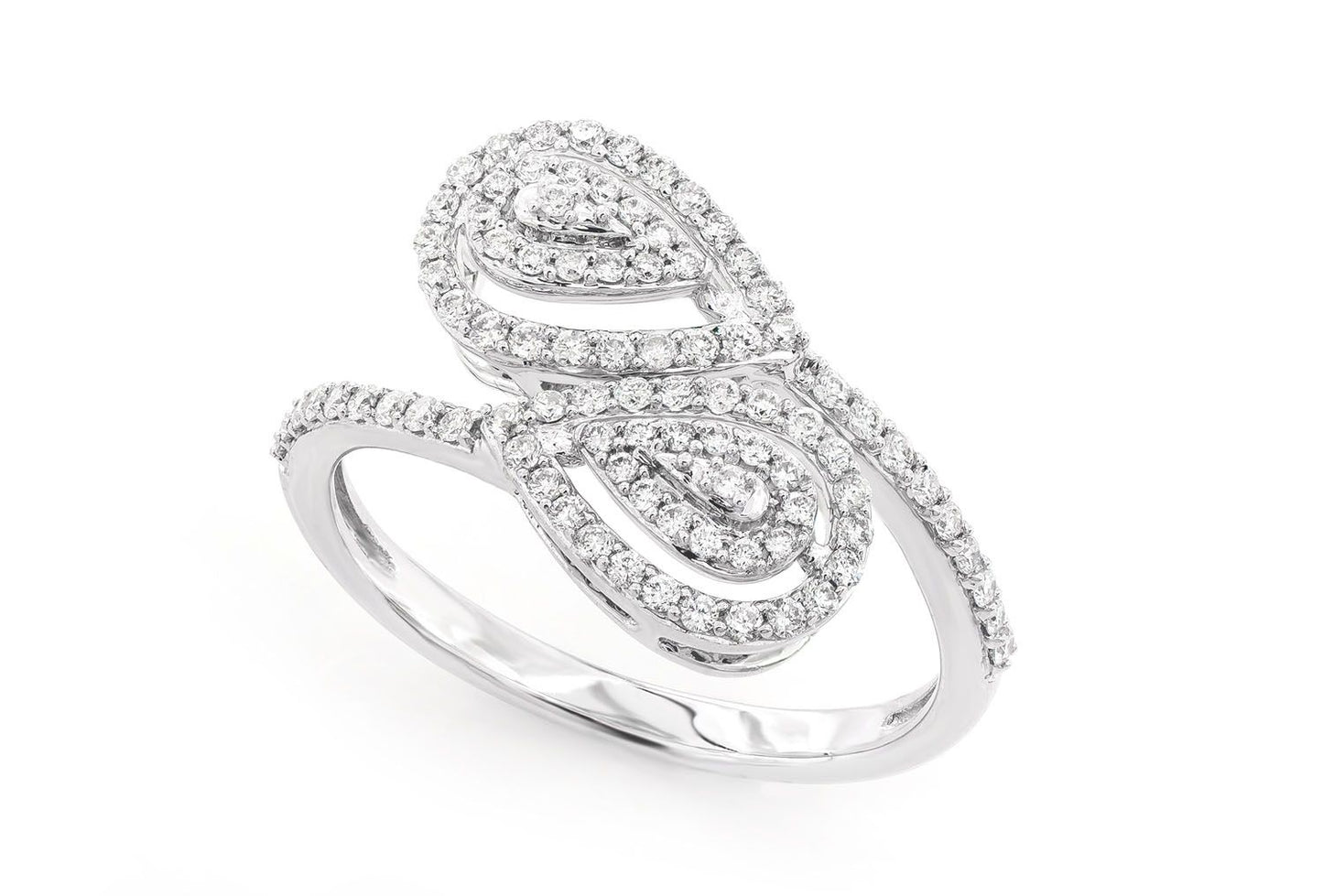 DOUBLE HALO PEAR DIAMOND RING 14K SOLID GOLD 0.35CTW