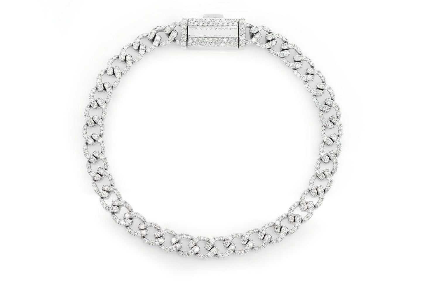 6MM DIAMOND CURB LINK BRACELET 14K SOLID GOLD 4CTW