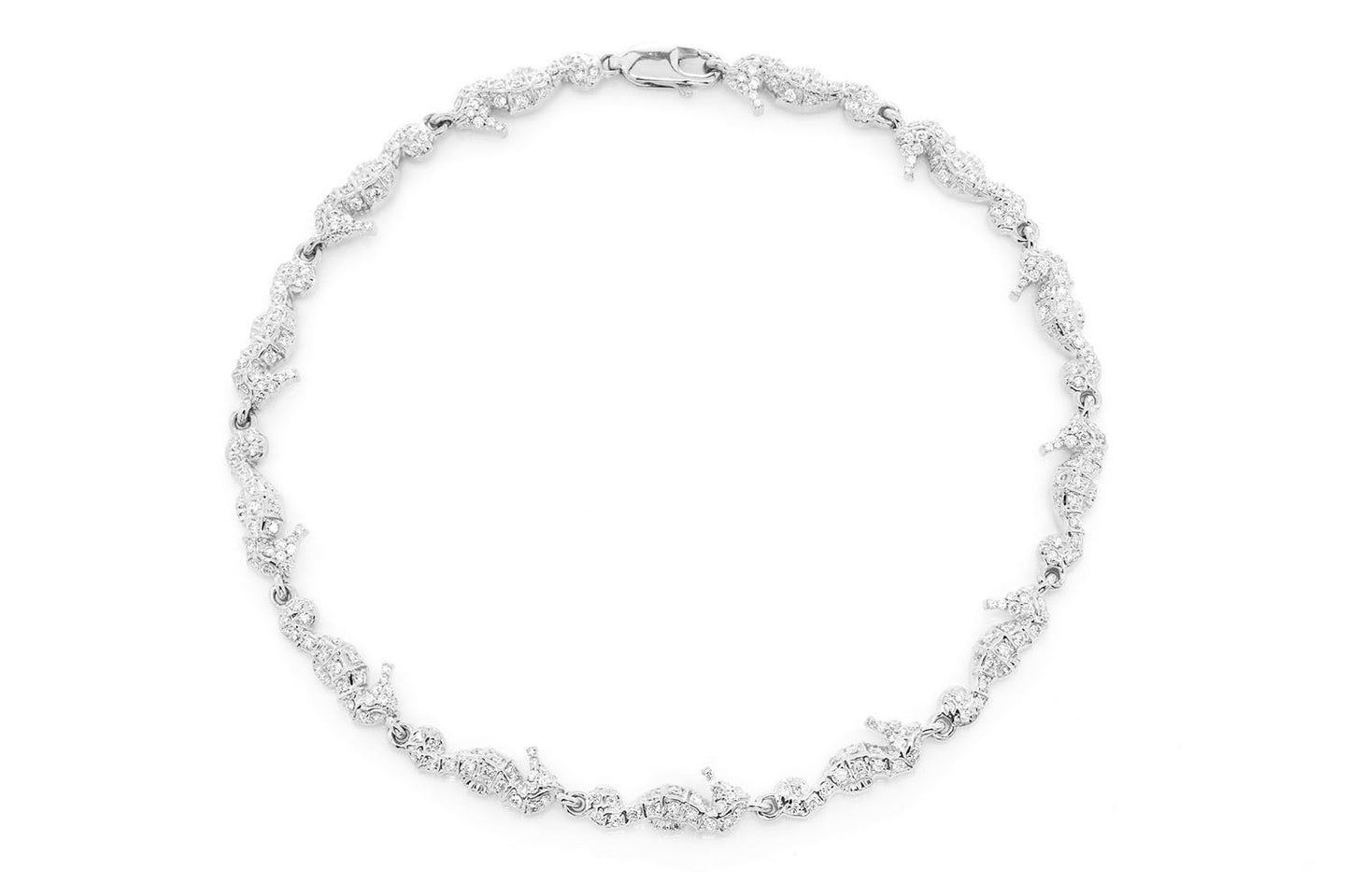 SEAHORSE ETERNITY DIAMOND BRACELET 14K SOLID GOLD 1.35CTW