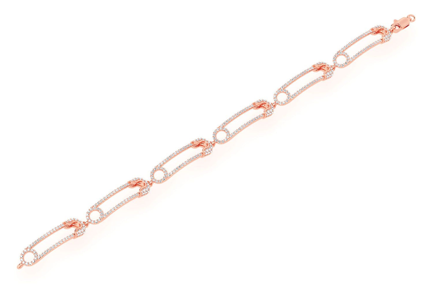 PAPERCLIP CONTOUR DIAMOND BRACELET 14K SOLID GOLD 2.75CTW