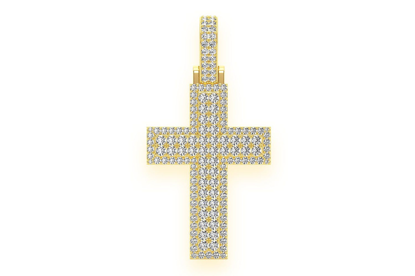 BORDER CROSS DIAMOND PENDANT 14K SOLID GOLD 4.50CTW