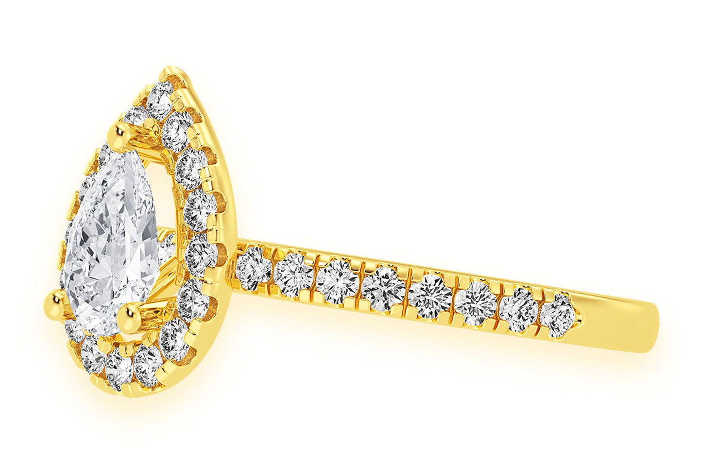 THAV - 0.75CT SOLITAIRE PEAR SHAPE HALO - DIAMOND ENGAGEMENT RING