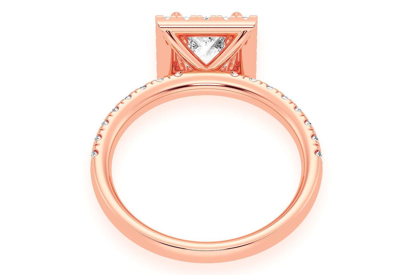 THAV - .75CT PRINCESS CUT - SCALLOP HALO ONE ROW- DIAMOND ENGAGEMENT RING