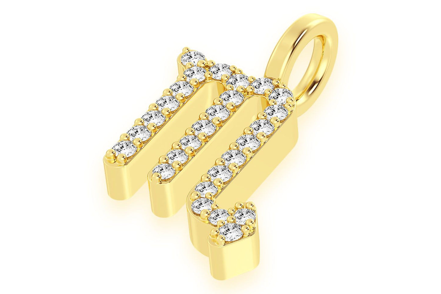 SCORPIO ZODIAC DIAMOND PENDANT 14K SOLID GOLD 0.10CTW