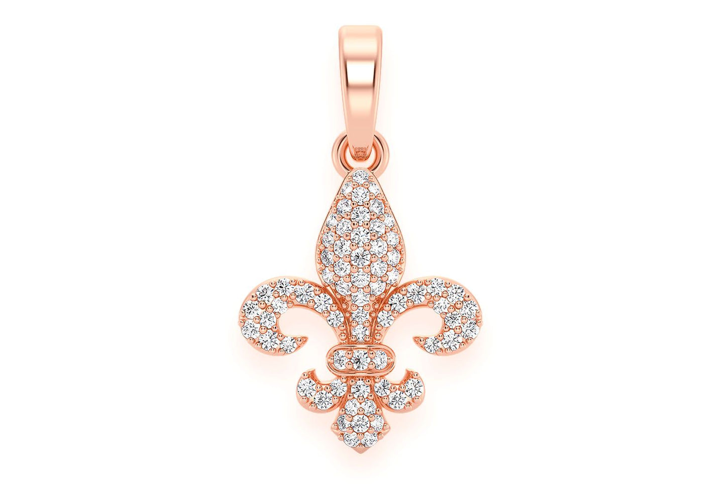 FLEUR-DE-LIS DIAMOND PENDANT 14K SOLID GOLD 0.25CTW
