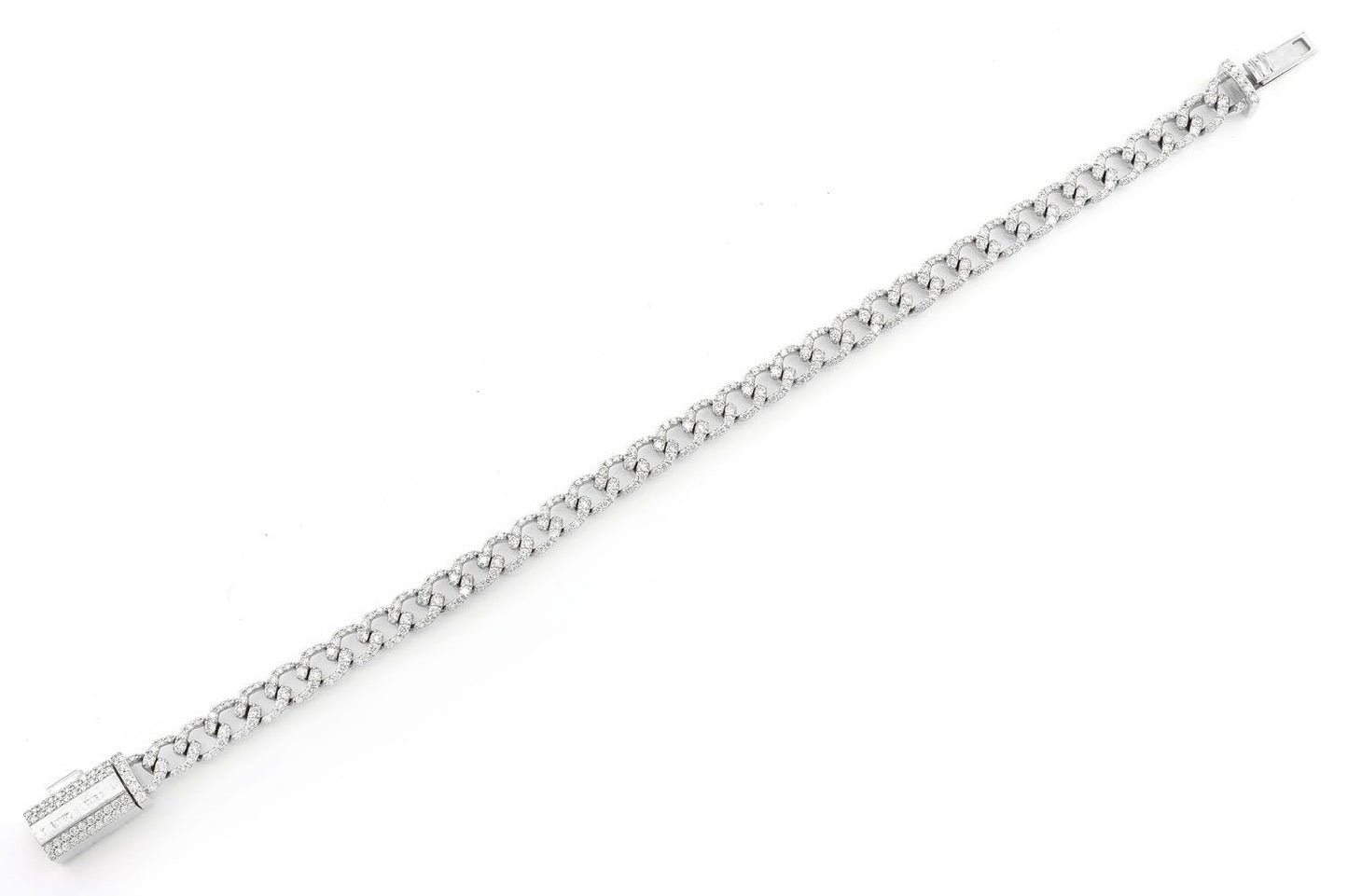 6MM DIAMOND CURB LINK BRACELET 14K SOLID GOLD 4CTW