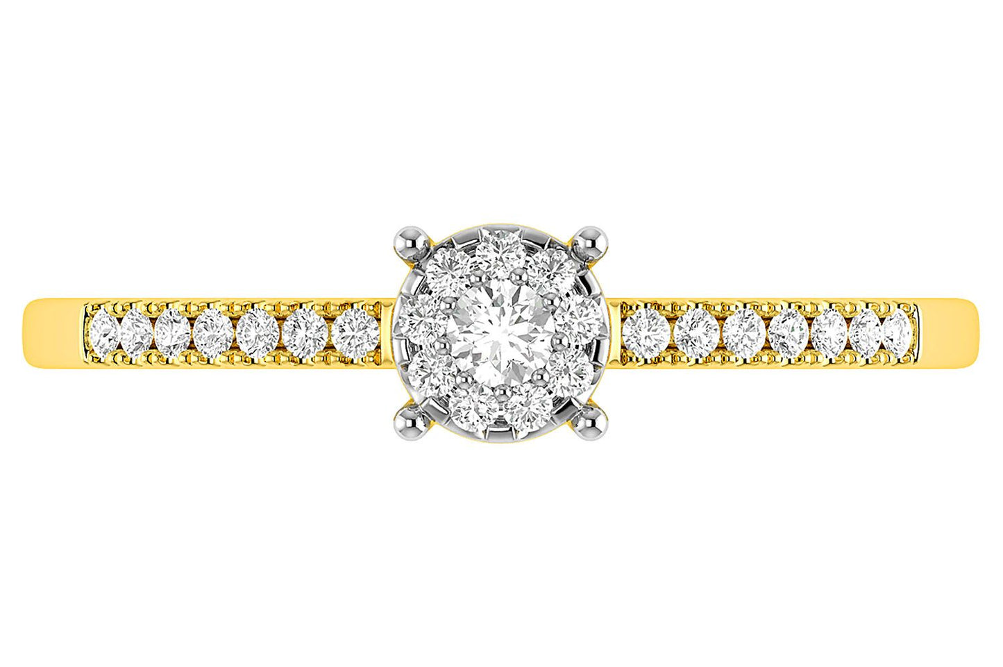HALO SINGLE ROW DIAMOND ENGAGEMENT RING 0.12CTW - 14K SOLID GOLD