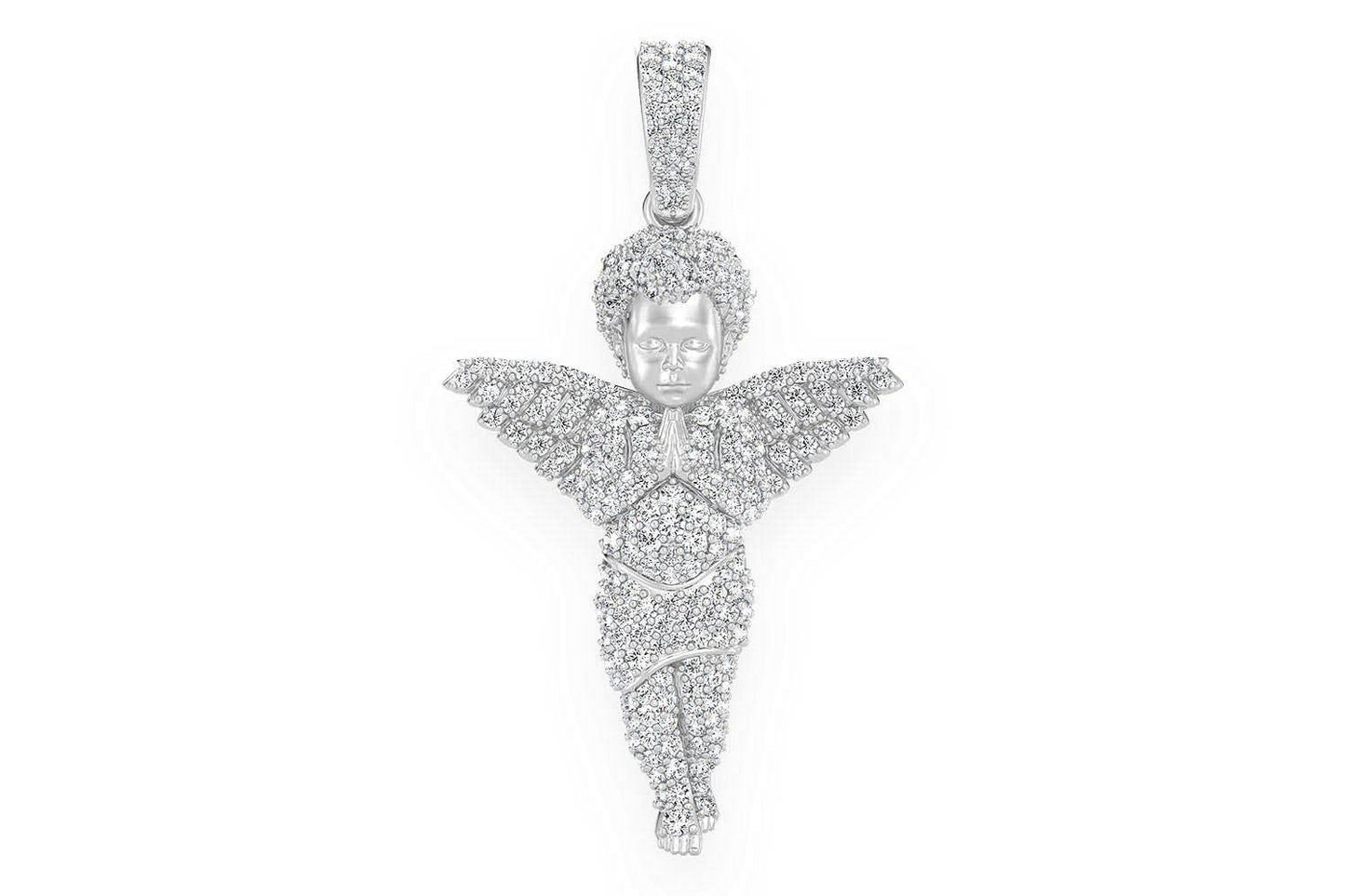 PANDANT CU DIAMANT ÎNGER ÎN RUGĂCIUNE, AUR MASIV DE 14K, 1.15CT