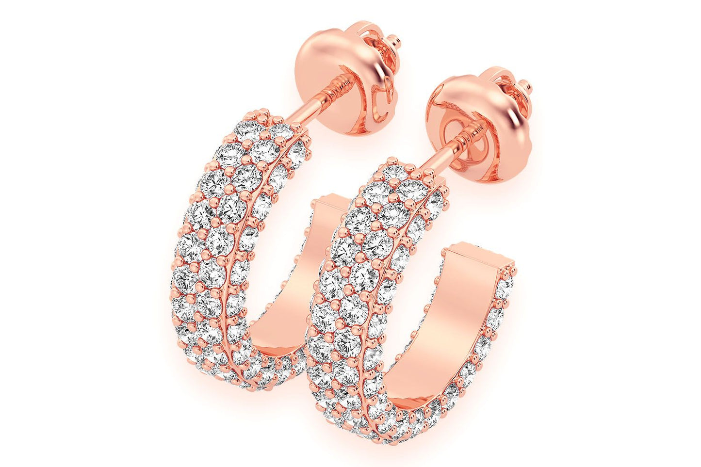 OPEN HOOP DIAMOND EARRINGS 14K SOLID GOLD 0.60CTW