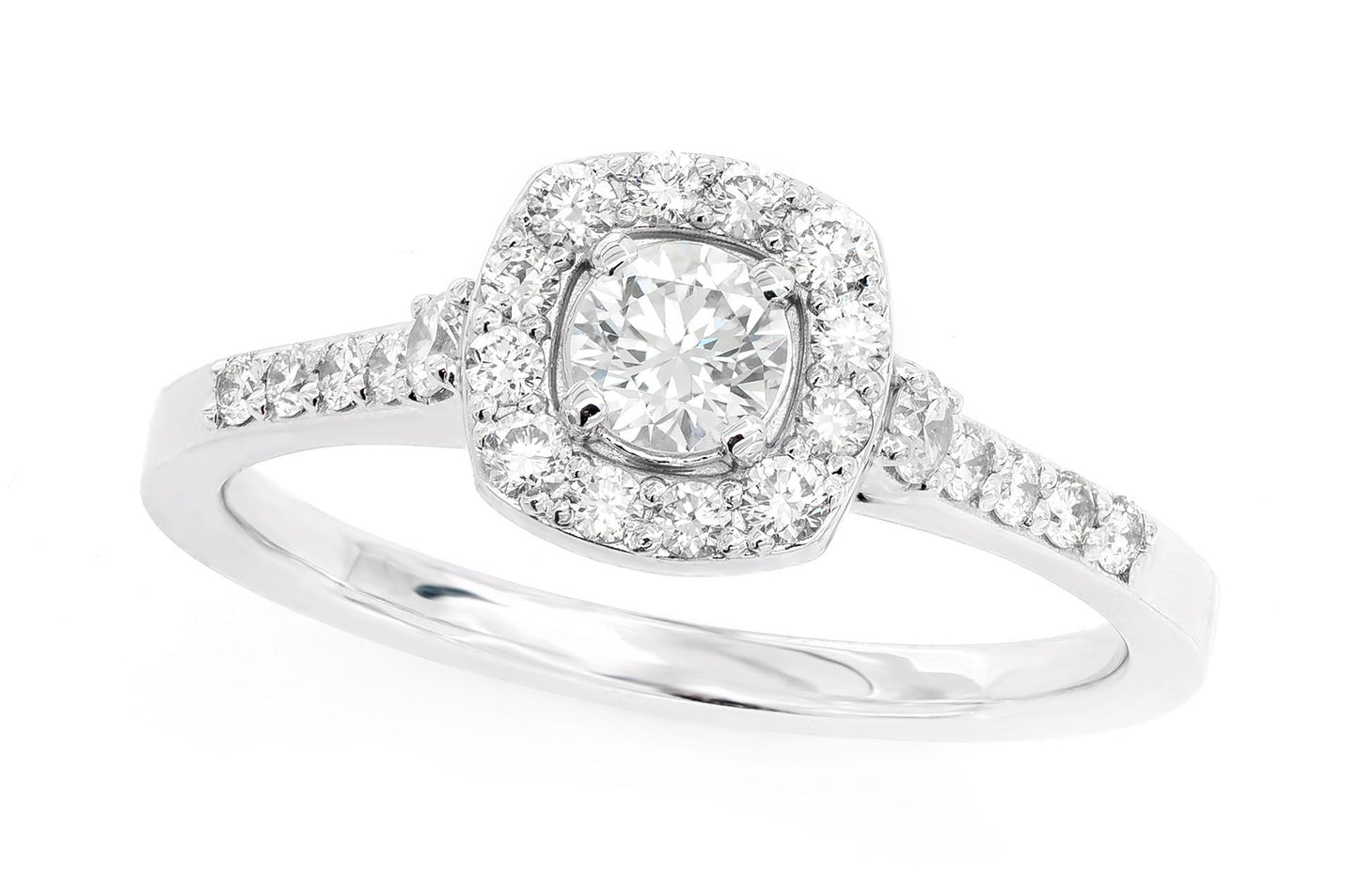 ROUND HALO CATHEDRAL DIAMOND RING 14K SOLID GOLD 0.62CTW