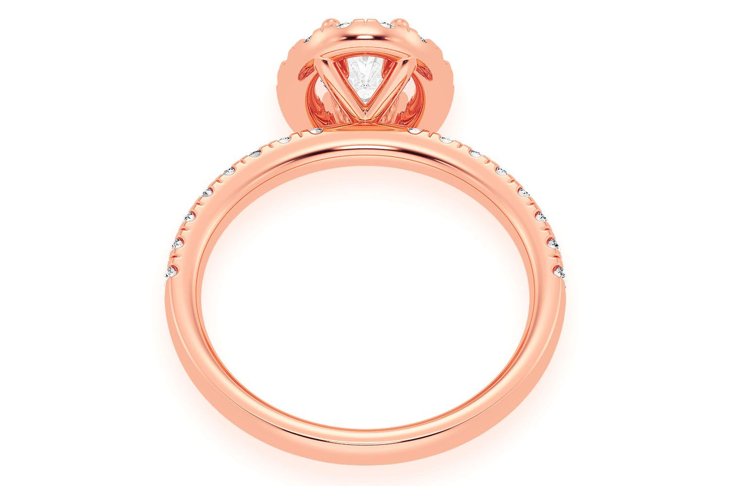 THAV - 0.75CT OVAL SOLITAIRE - SCALLOP HALO ONE ROW - DIAMOND ENGAGEMENT RING