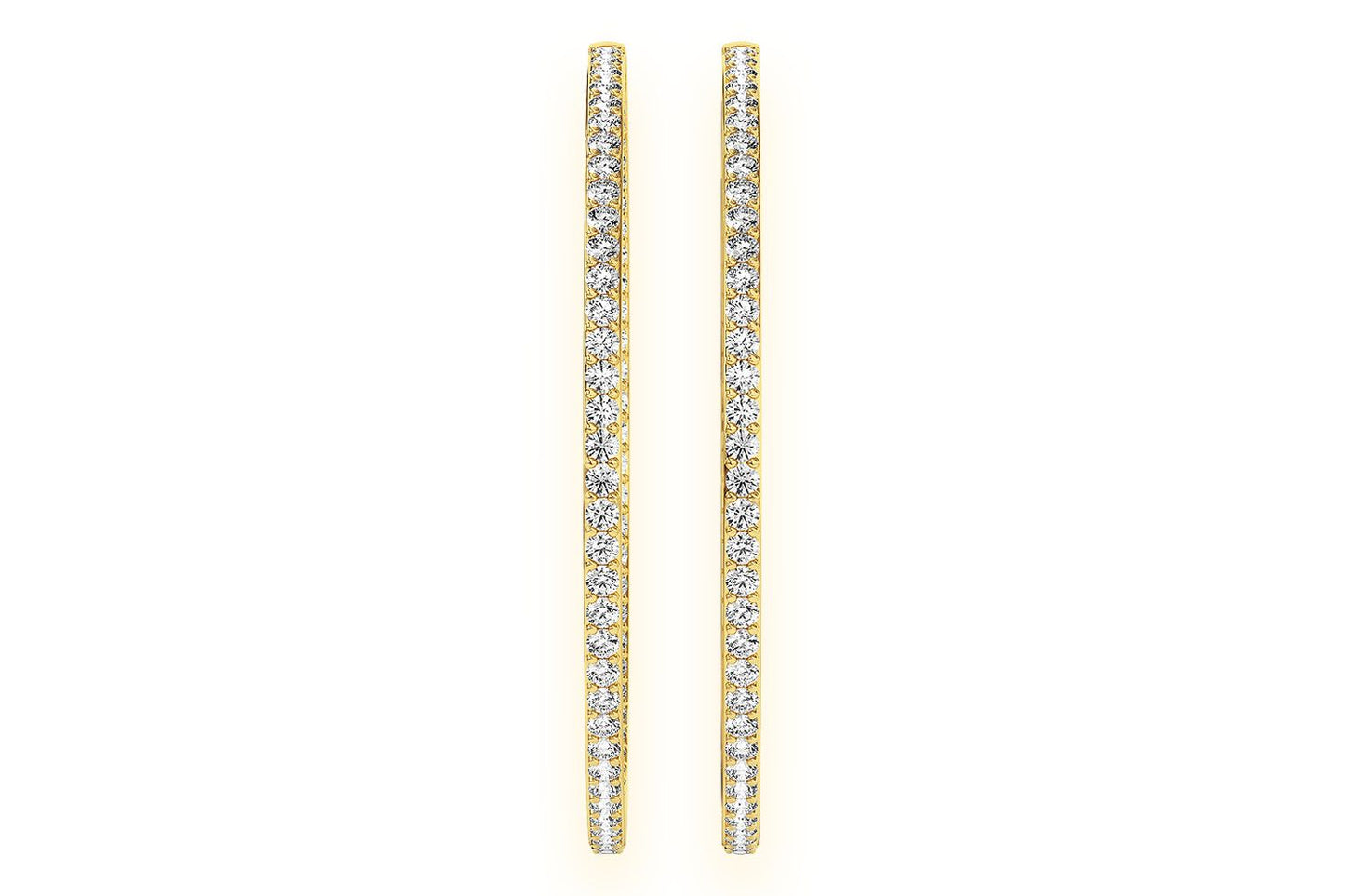 CERCEI MARI CU DIAMANTE, VERTICALE, AUR MASIV DE 14K, 4.00CT