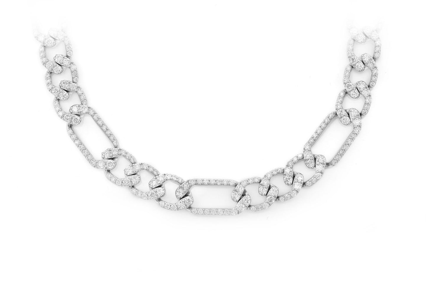 8MM FIGARO LINK DIAMOND NECKLACE 14K SOLID GOLD 17.00CTW
