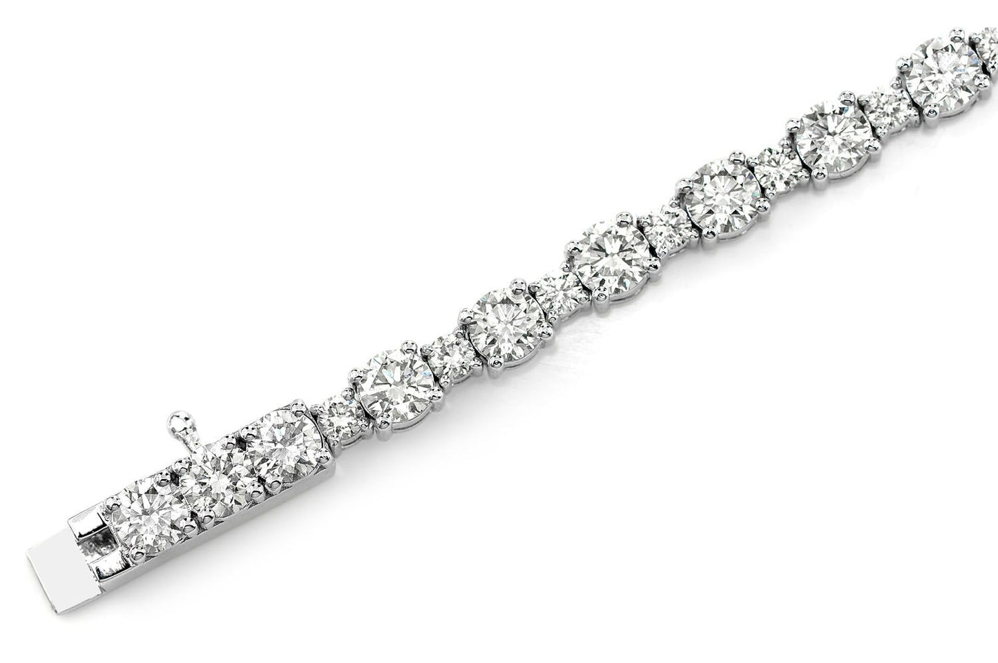 ALTERNATING SIZE DIAMOND TENNIS BRACELET 14K SOLID GOLD 5.25CTW