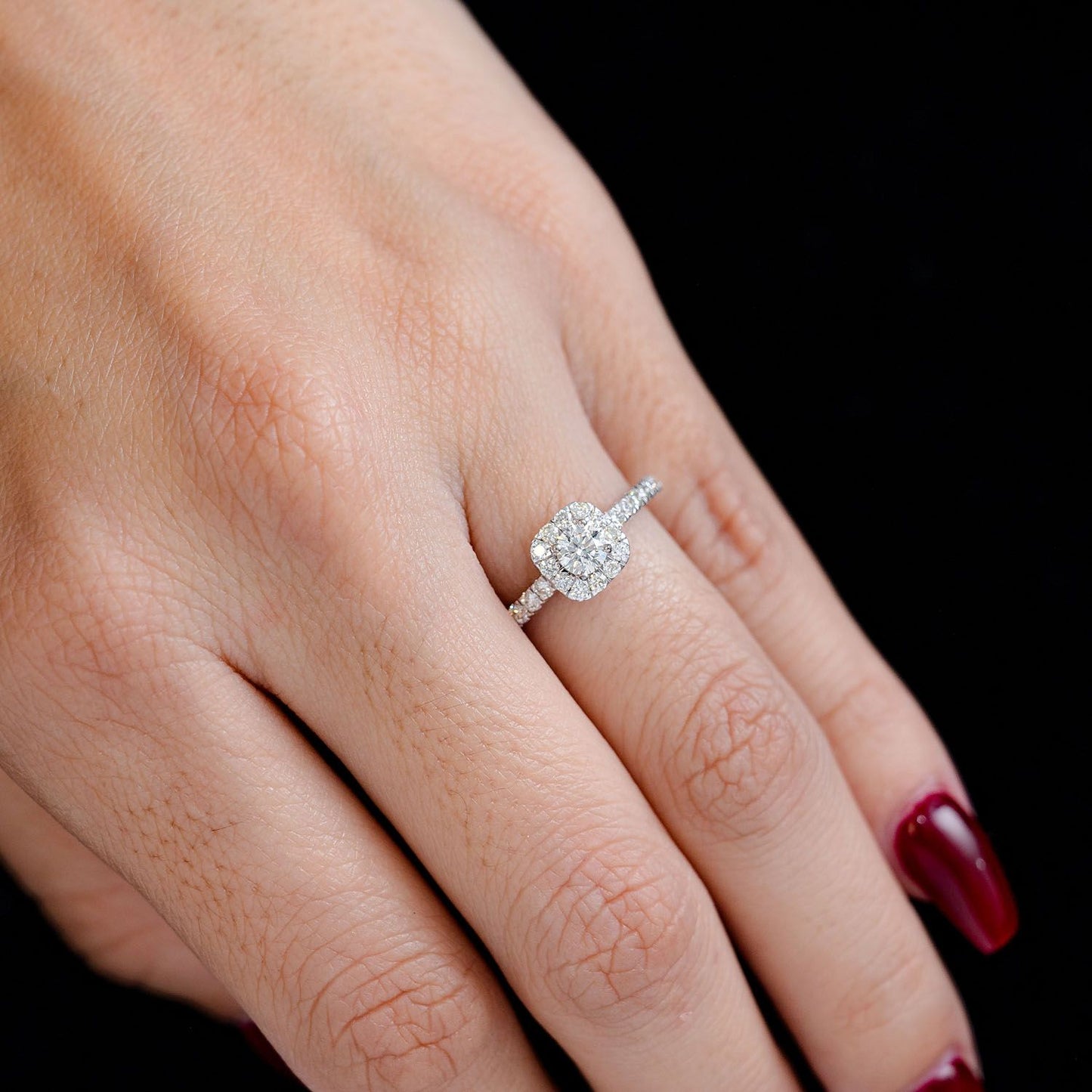 THAV - 0.75CTW SQUARE HALO - DIAMOND ENGAGEMENT RING