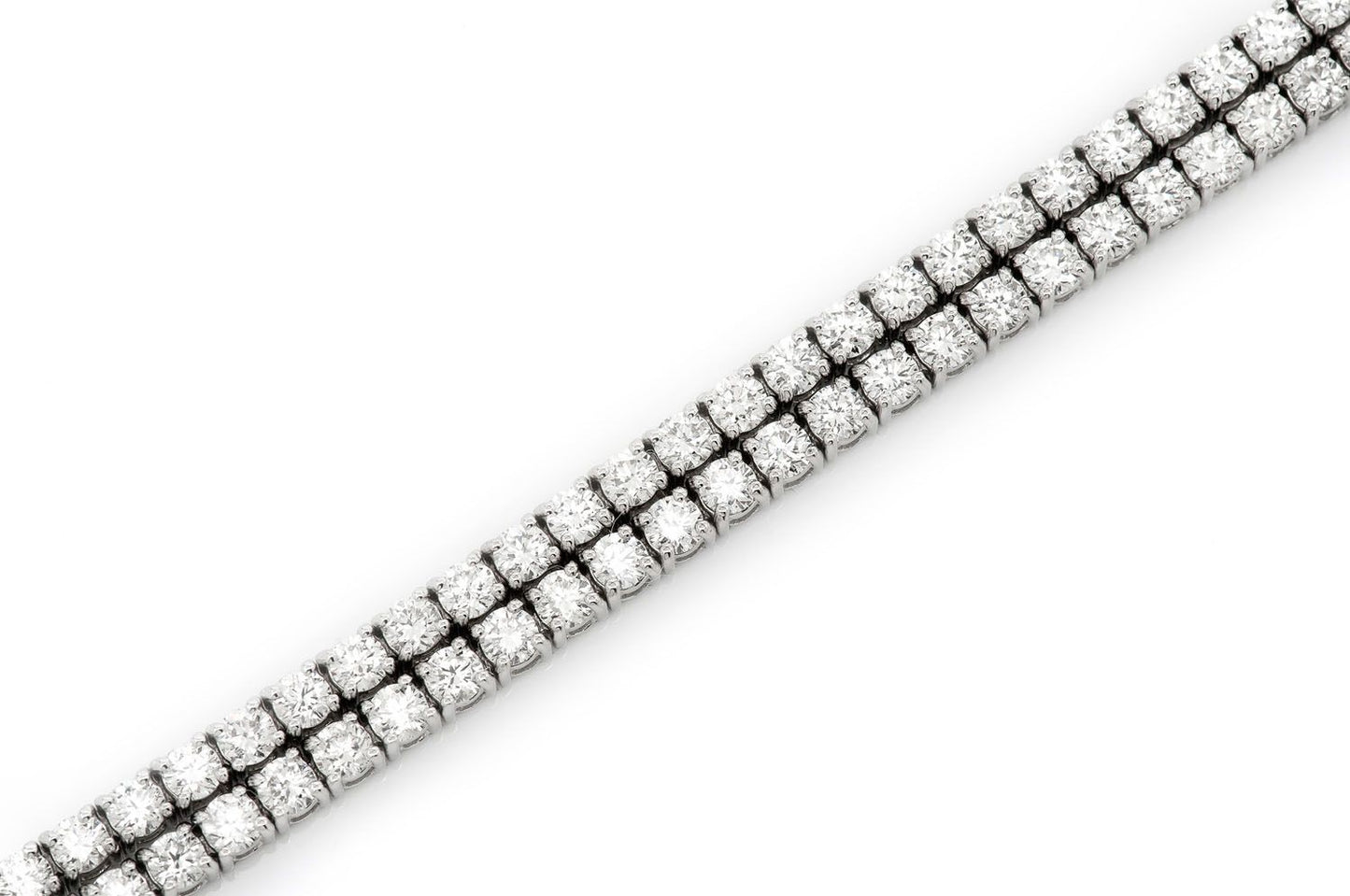 4PT TWO ROW PRONG SET DIAMOND TENNIS BRACELET 14K SOLID GOLD 6.10CTW
