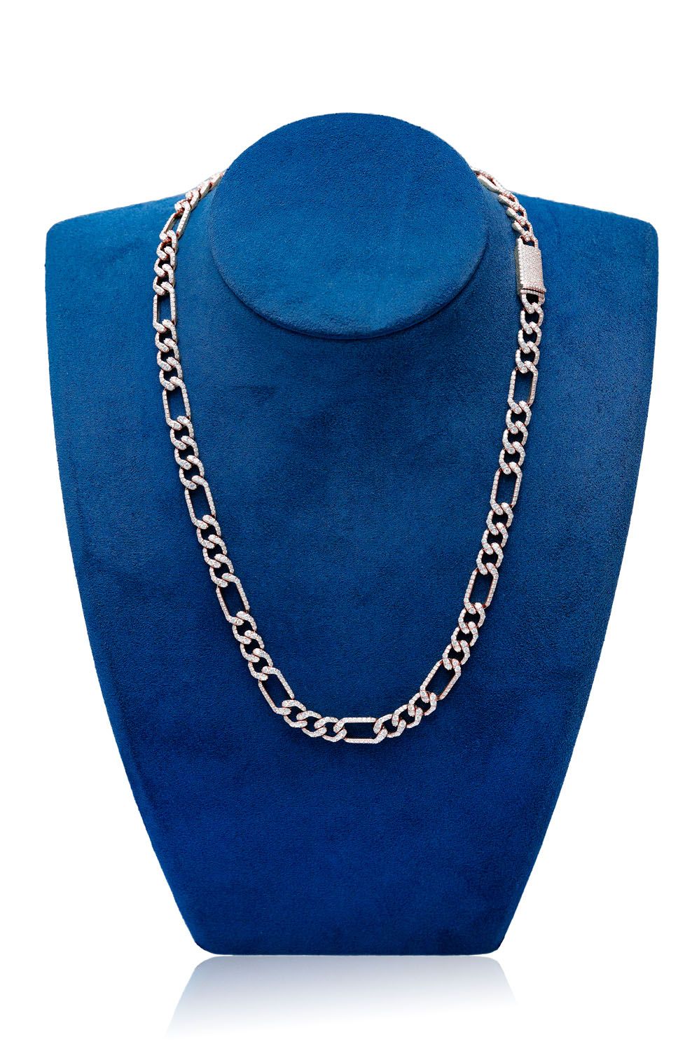 8MM FIGARO LINK DIAMOND NECKLACE 14K SOLID GOLD 17.00CTW