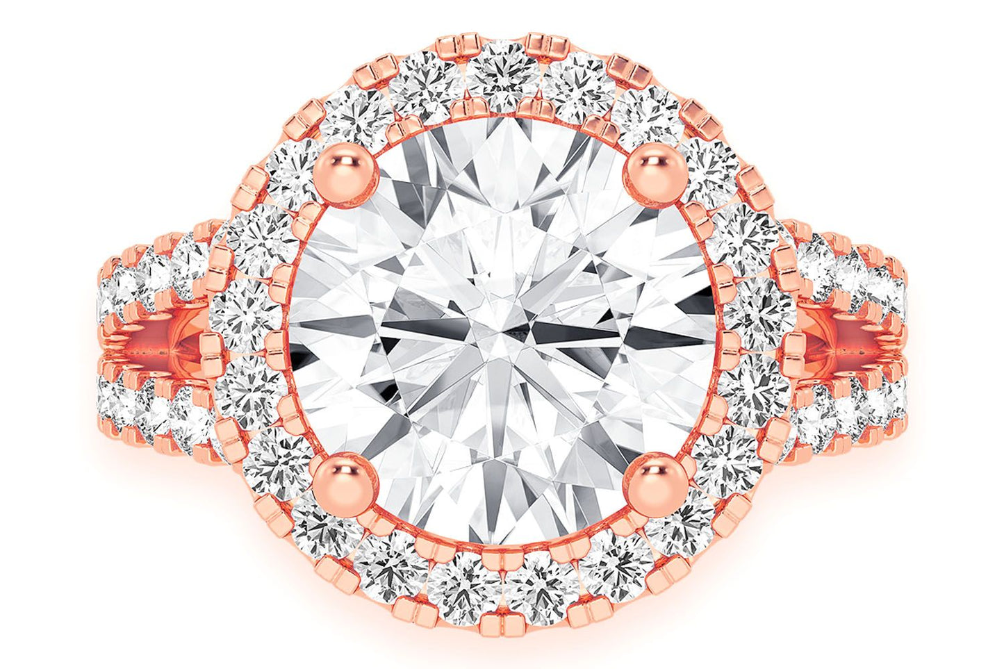3.00CT ROUND SOLITAIRE - TWO ROW SPLIT - DIAMOND ENGAGEMENT RING