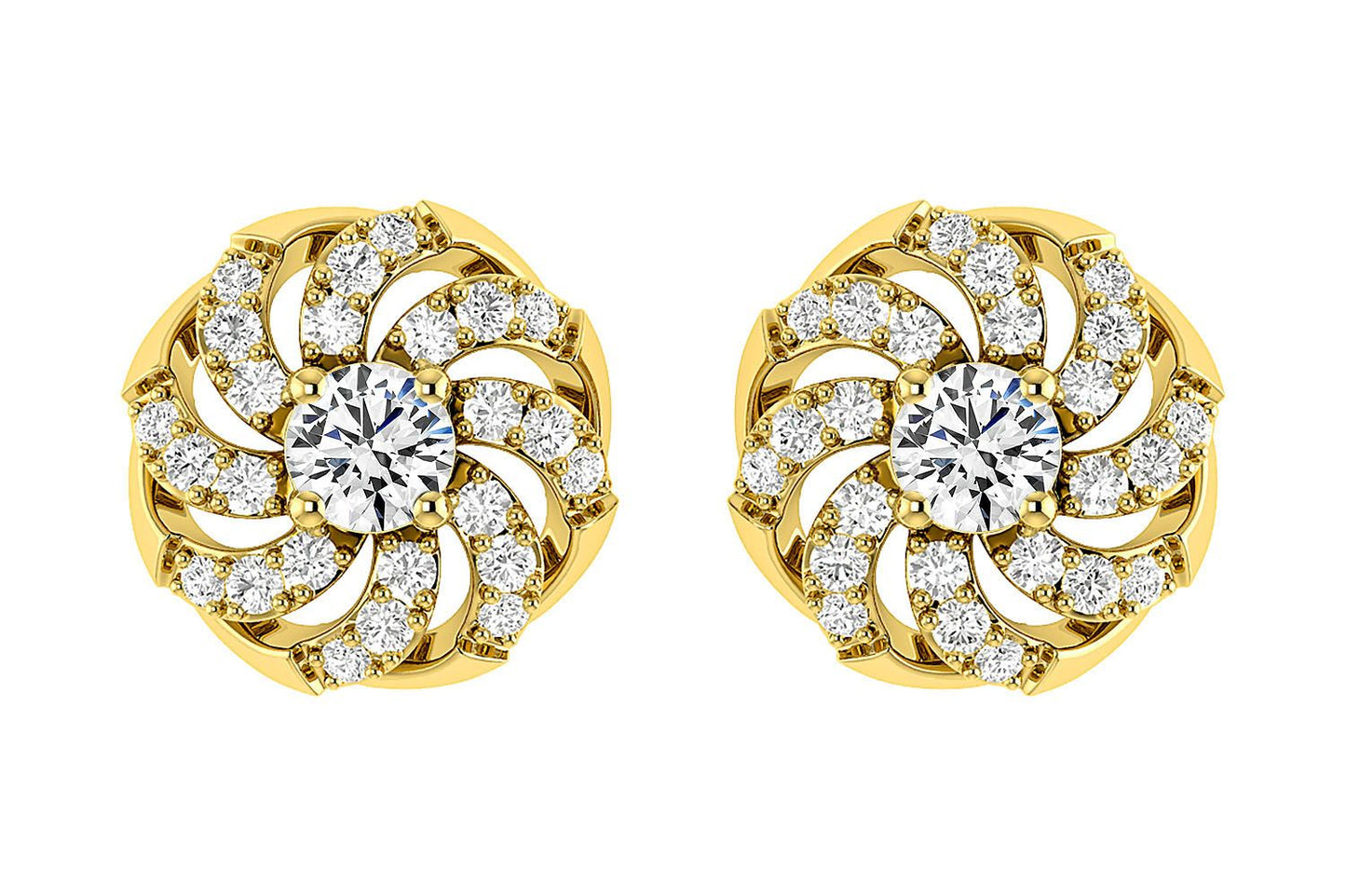 SPIRAL DOME DIAMOND STUD EARRINGS 14K SOLID GOLD 0.25CTW