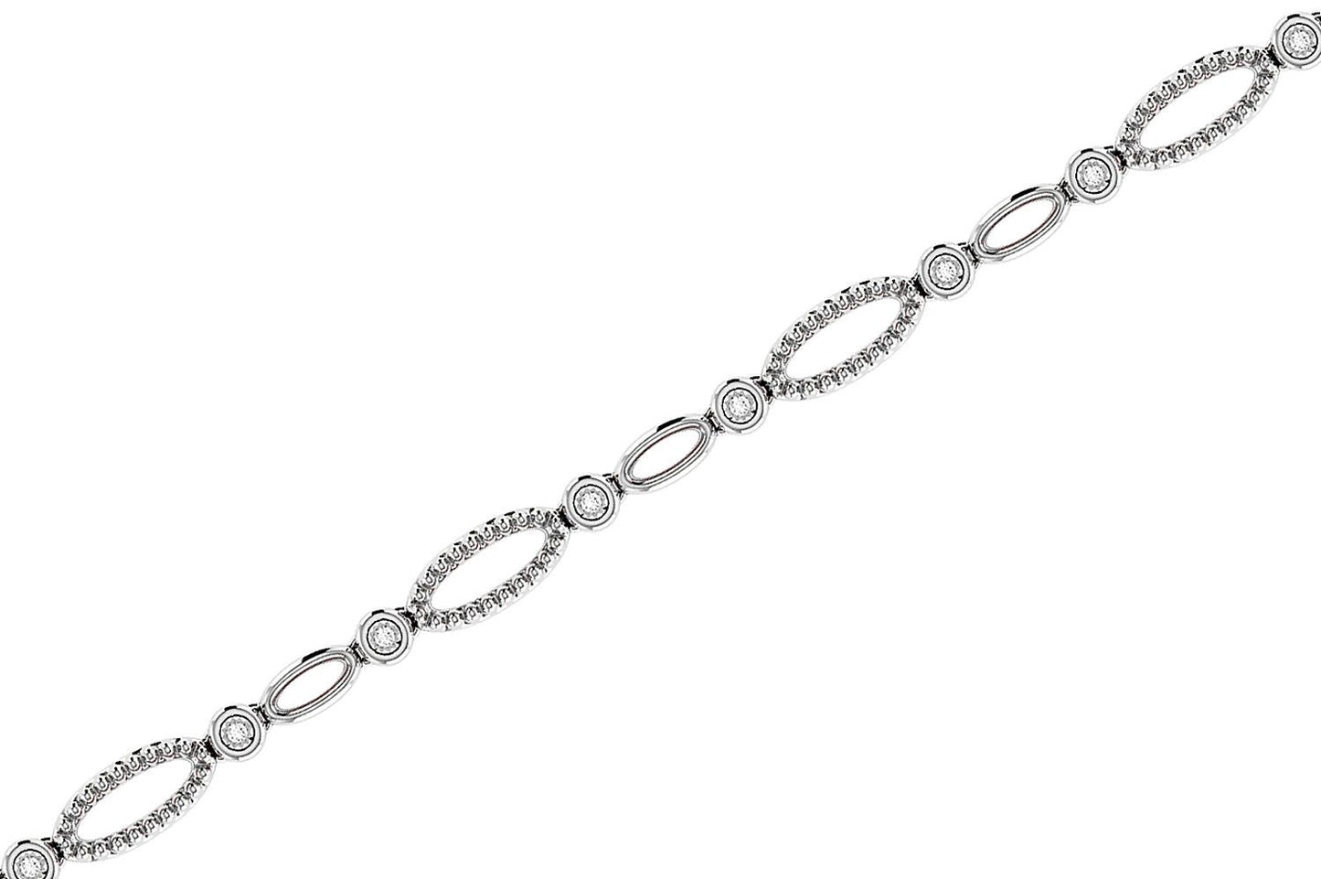 BRĂȚARĂ CU ZI OVALĂ ȘI DIAMANTE, AUR MASIV DE 14K, 0,10 CT