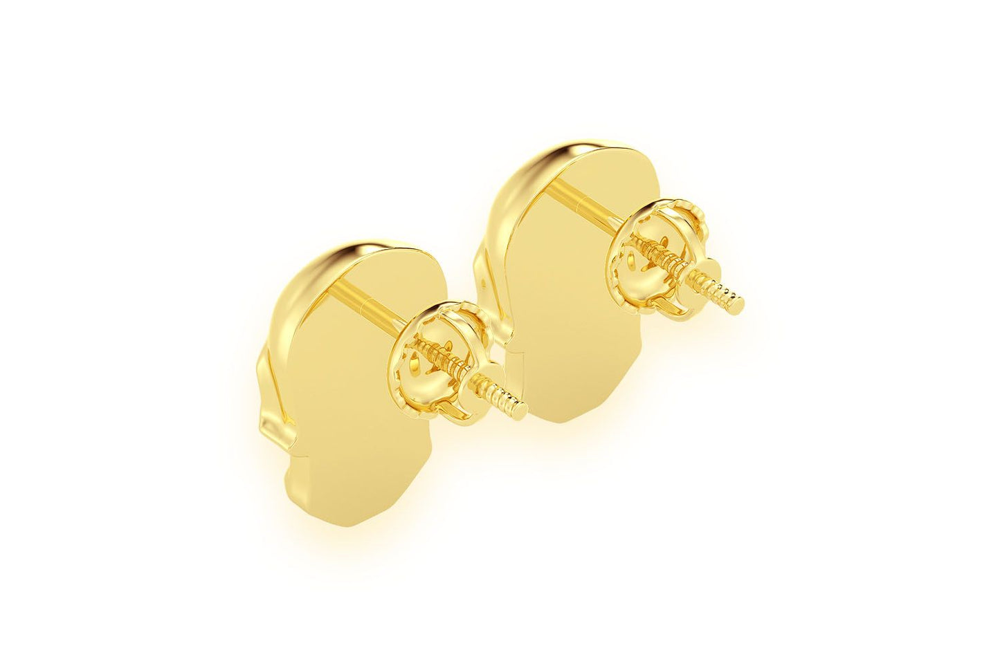 SKULL DIAMOND STUD EARRINGS 14K SOLID GOLD 0.10CTW