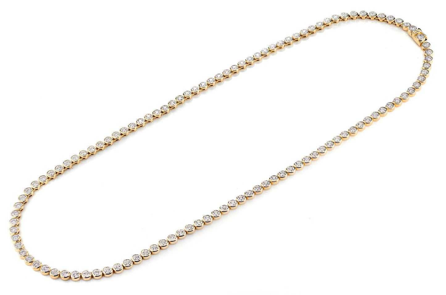BEZEL SET MIRACLE DIAMOND TENNIS NECKLACE 14K SOLID GOLD 5.66CTW