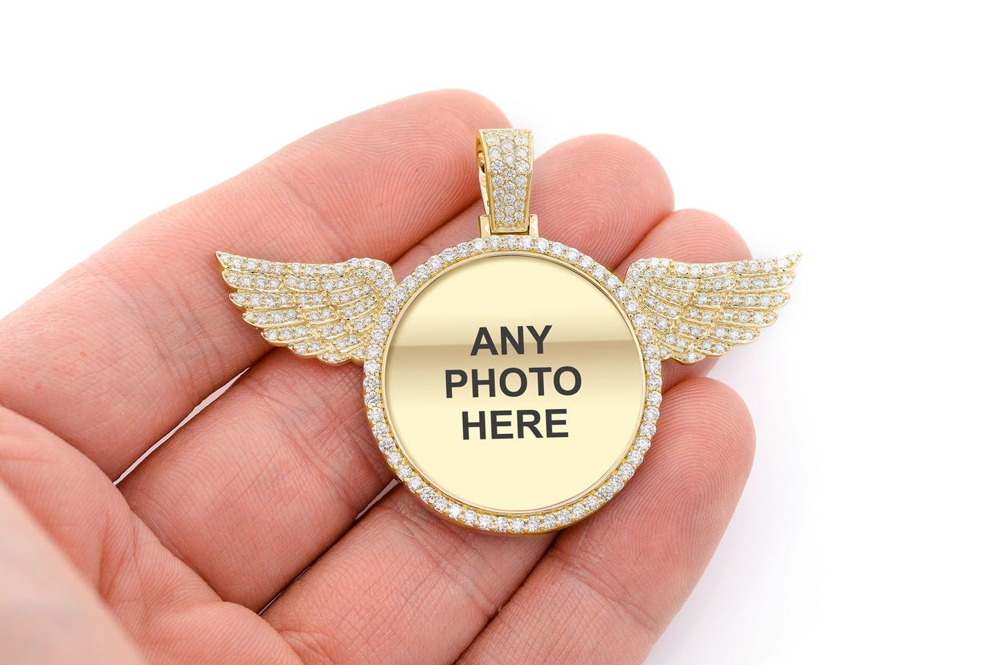 WINGED PICTURE DIAMOND PENDANT 14K SOLID GOLD 3.00CTW
