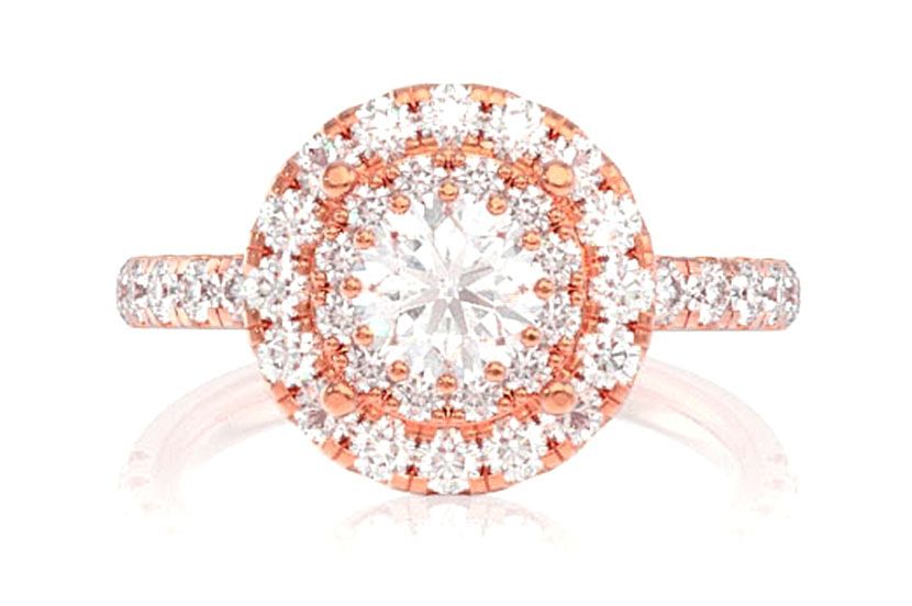 1.50CTW ROUND DOUBLE HALO - DIAMOSOLITAIRE ND ENGAGEMENT RING