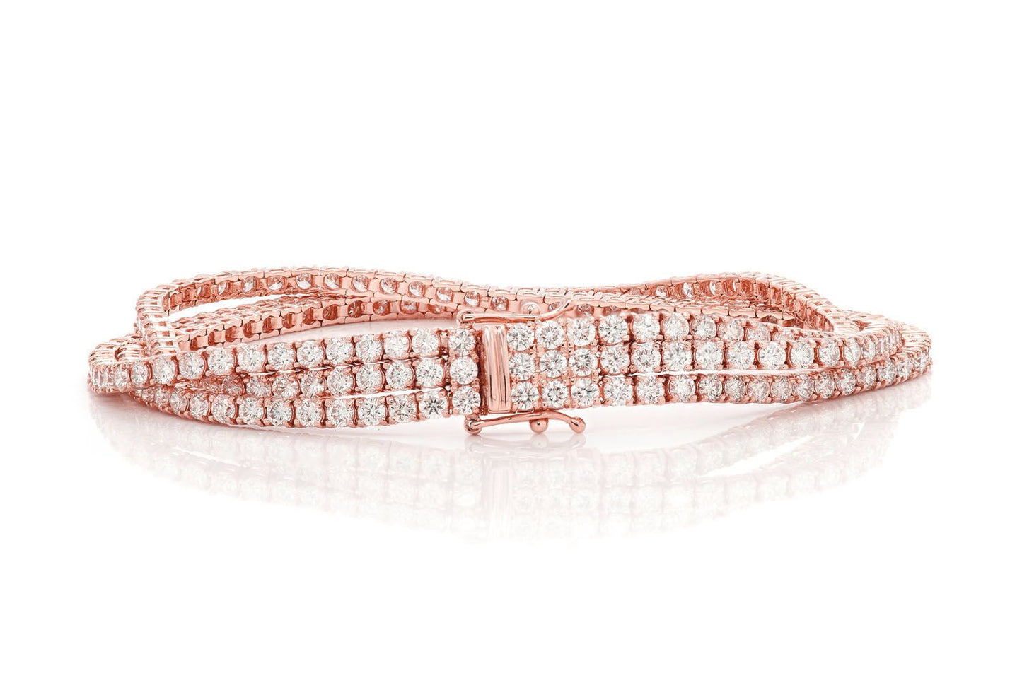 6PT THREE ROW PRONG SET DIAMOND TENNIS BRACELET 14K SOLID GOLD 12.75CTW
