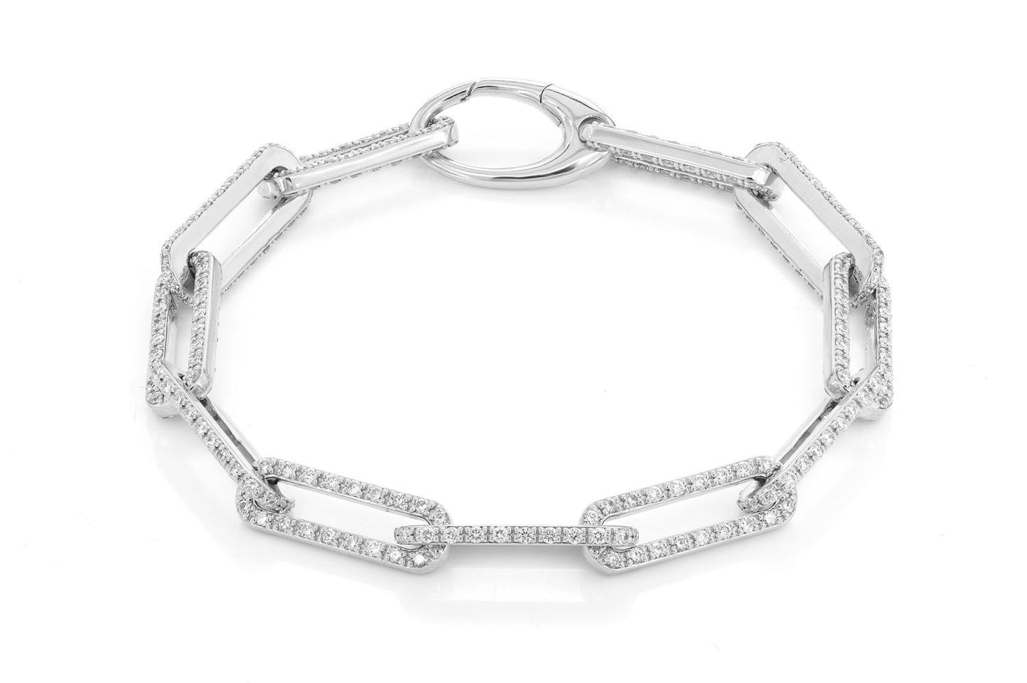 1 ROW ELONGATED ROLO LINK DIAMOND BRACELET 14K GOLD 3.25CTW
