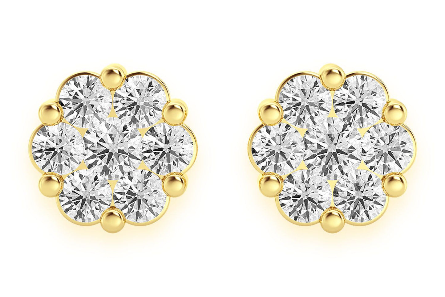 CERCEI CU DIAMANTE ȘI FLOARE DE 4.00 CT, AUR MASIV DE 14K
