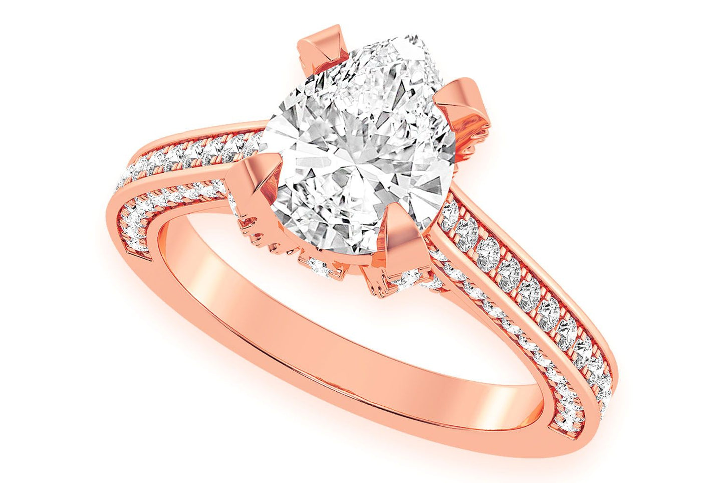 2.00CT PEAR SOLITAIRE - DELUXE ONE ROW SCALLOP - DIAMOND ENGAGEMENT RING