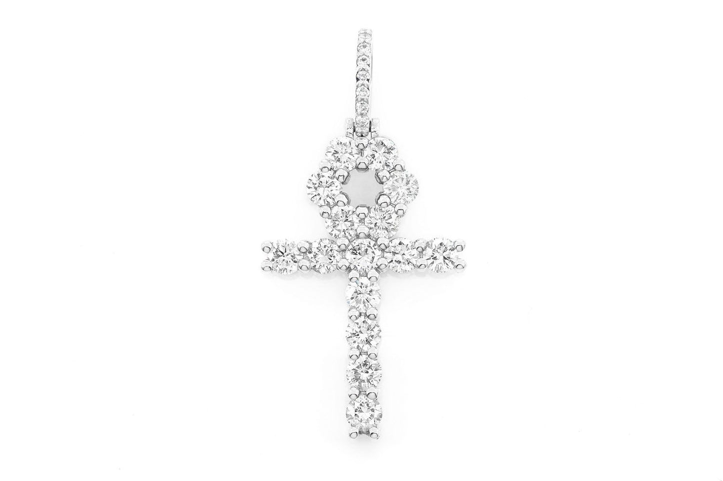ANKH DIAMOND PENDANT 14K SOLID GOLD 2.35CTW