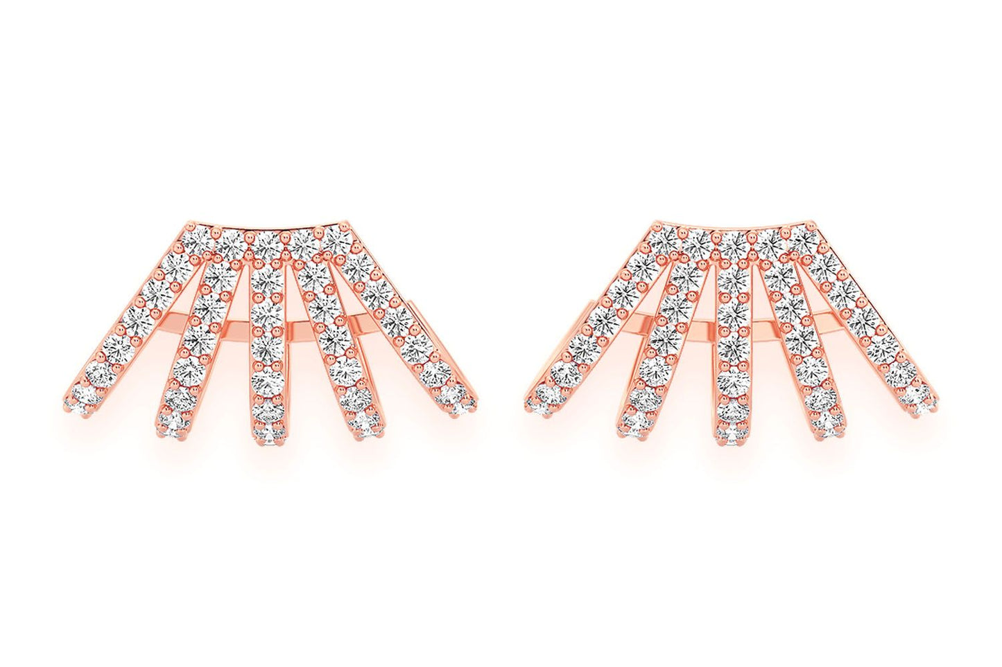 FIVE ROW CUFF DIAMOND EARRINGS 14K SOLID GOLD 1.00CTW
