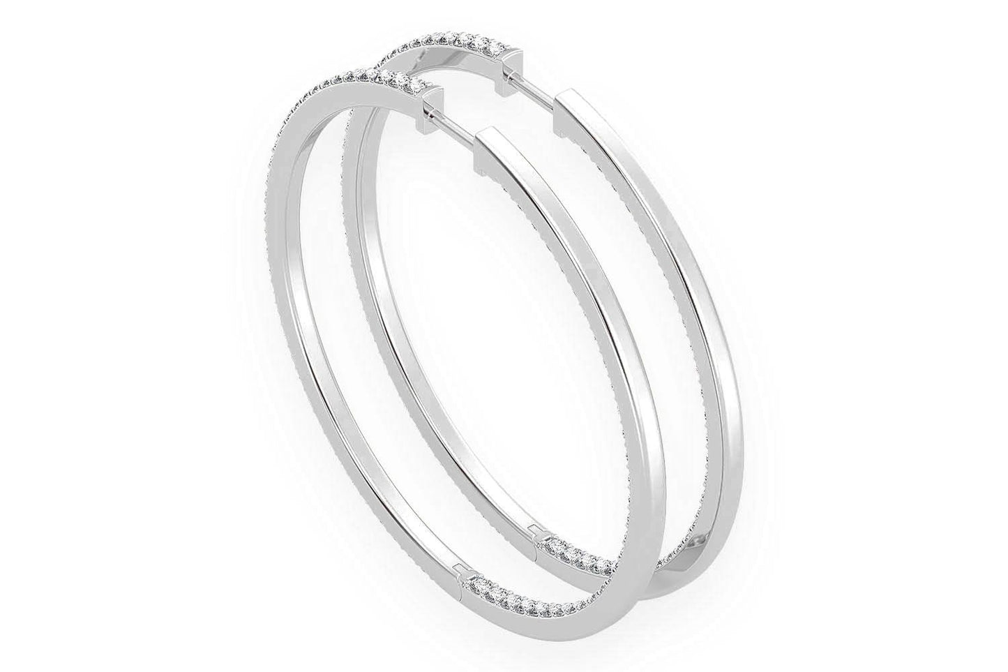 CERCEI MARI CU DIAMANTE, VERTICALE, AUR MASIV DE 14K, 4.00CT