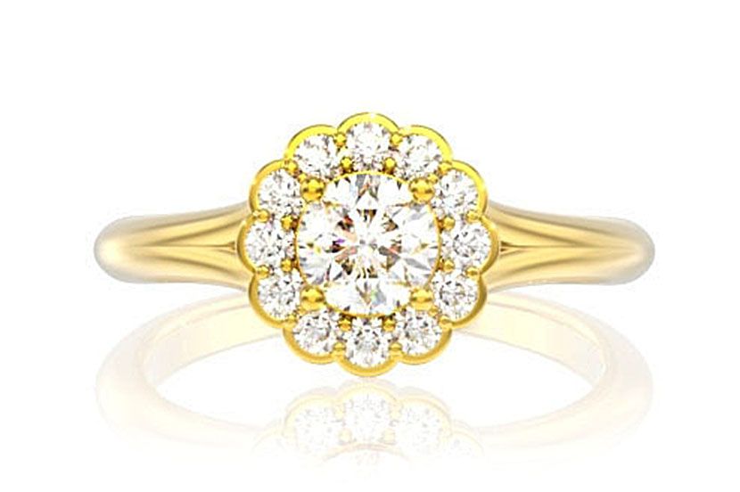 FLORAL SPLIT SHANK DIAMOND ENGAGEMENT RING 0.75CTW -14K SOLID GOLD
