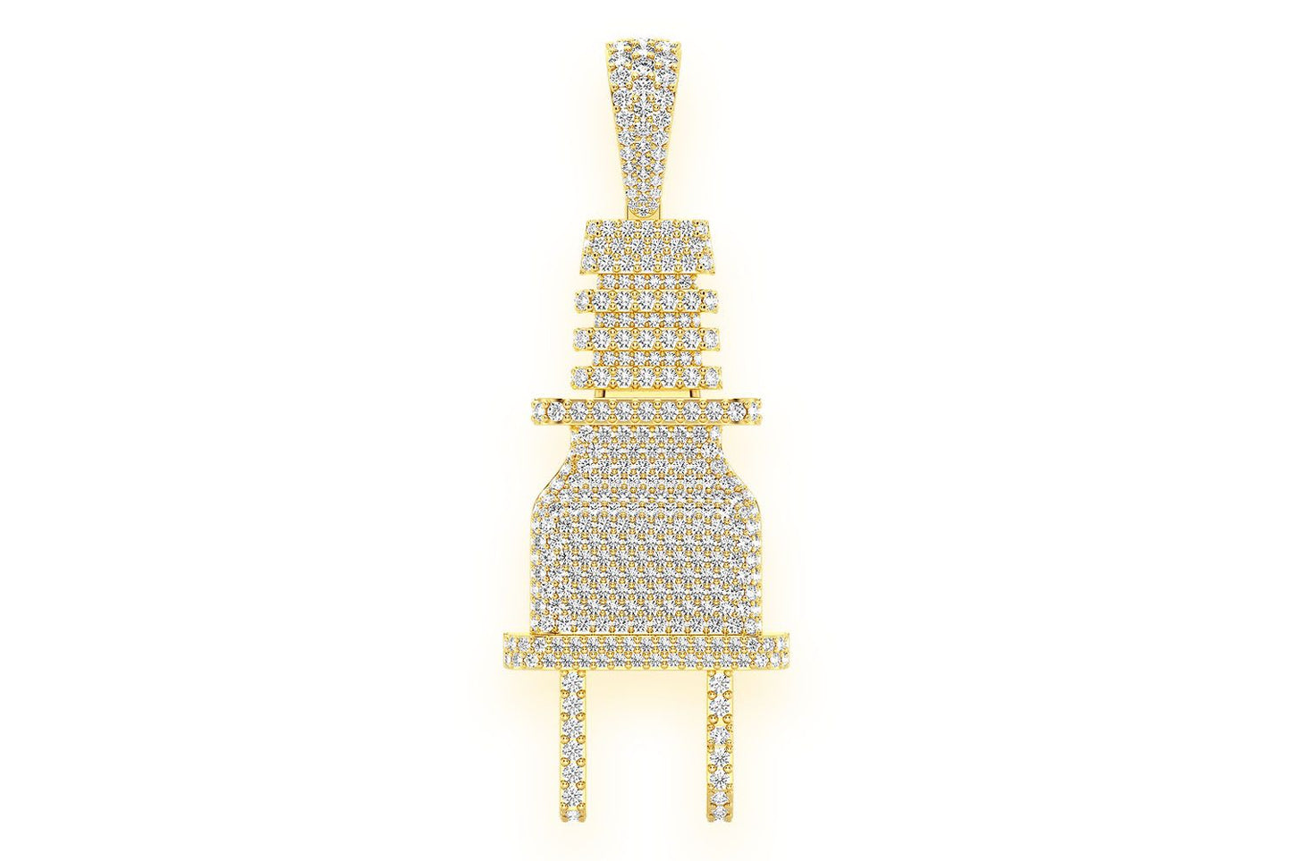 ELECTRIC PLUG DIAMOND PENDANT 14K SOLID GOLD 8.75CTW