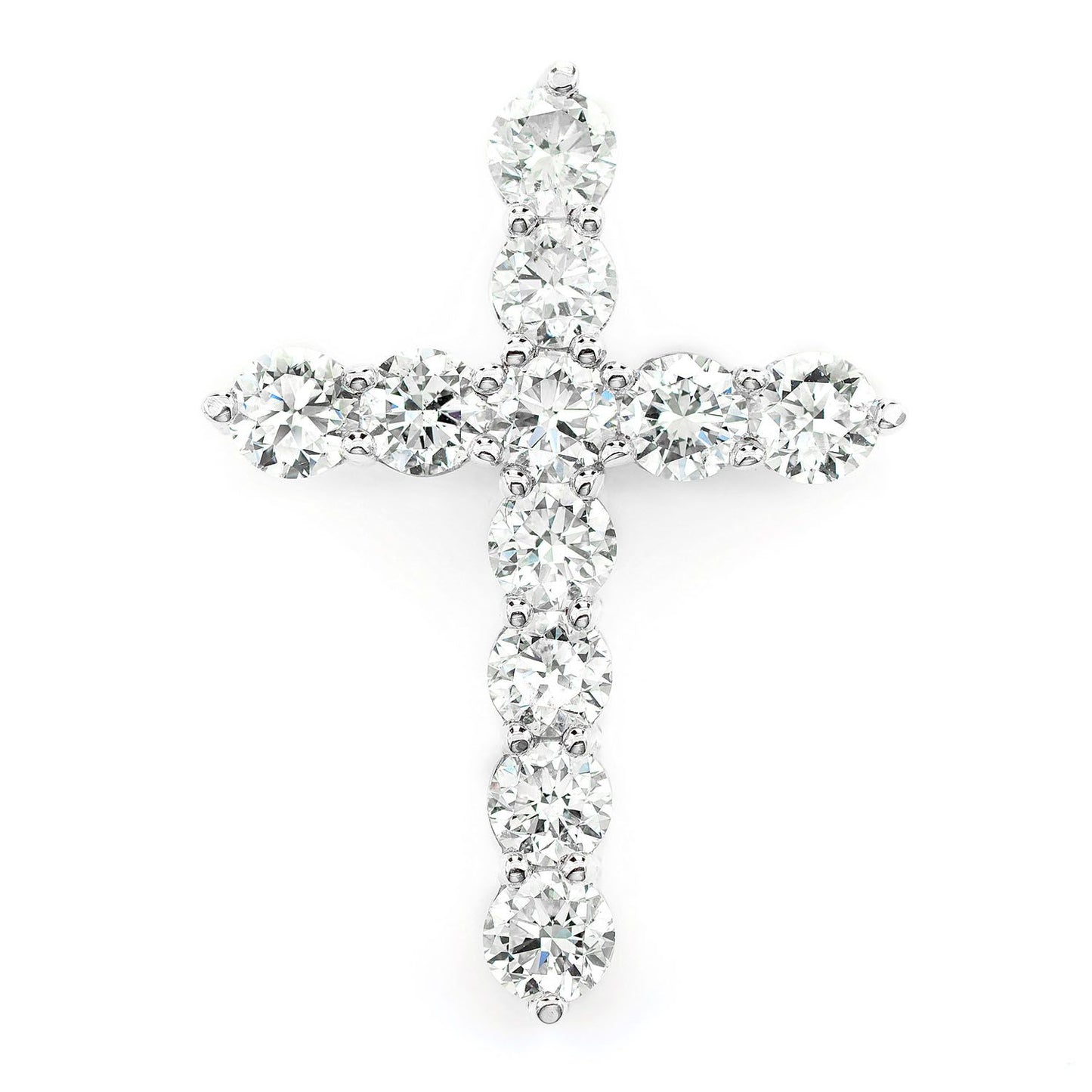 DIAMOND HIDDEN BAIL CROSS PENDANT 14K SOLID GOLD 4.45CTW
