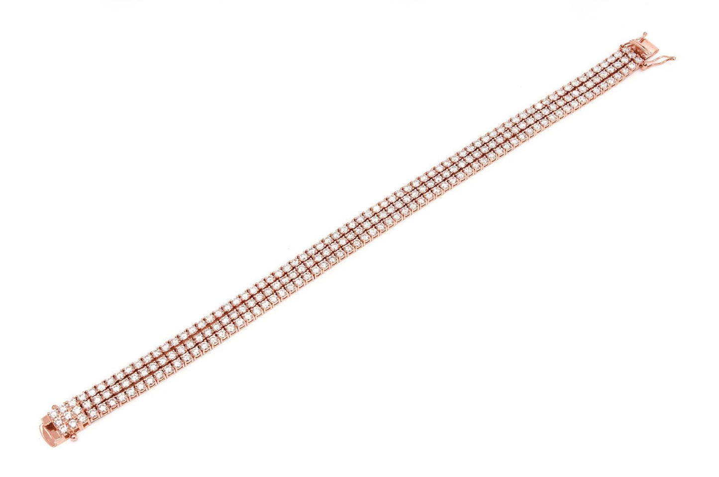 6PT THREE ROW PRONG SET DIAMOND TENNIS BRACELET 14K SOLID GOLD 12.75CTW