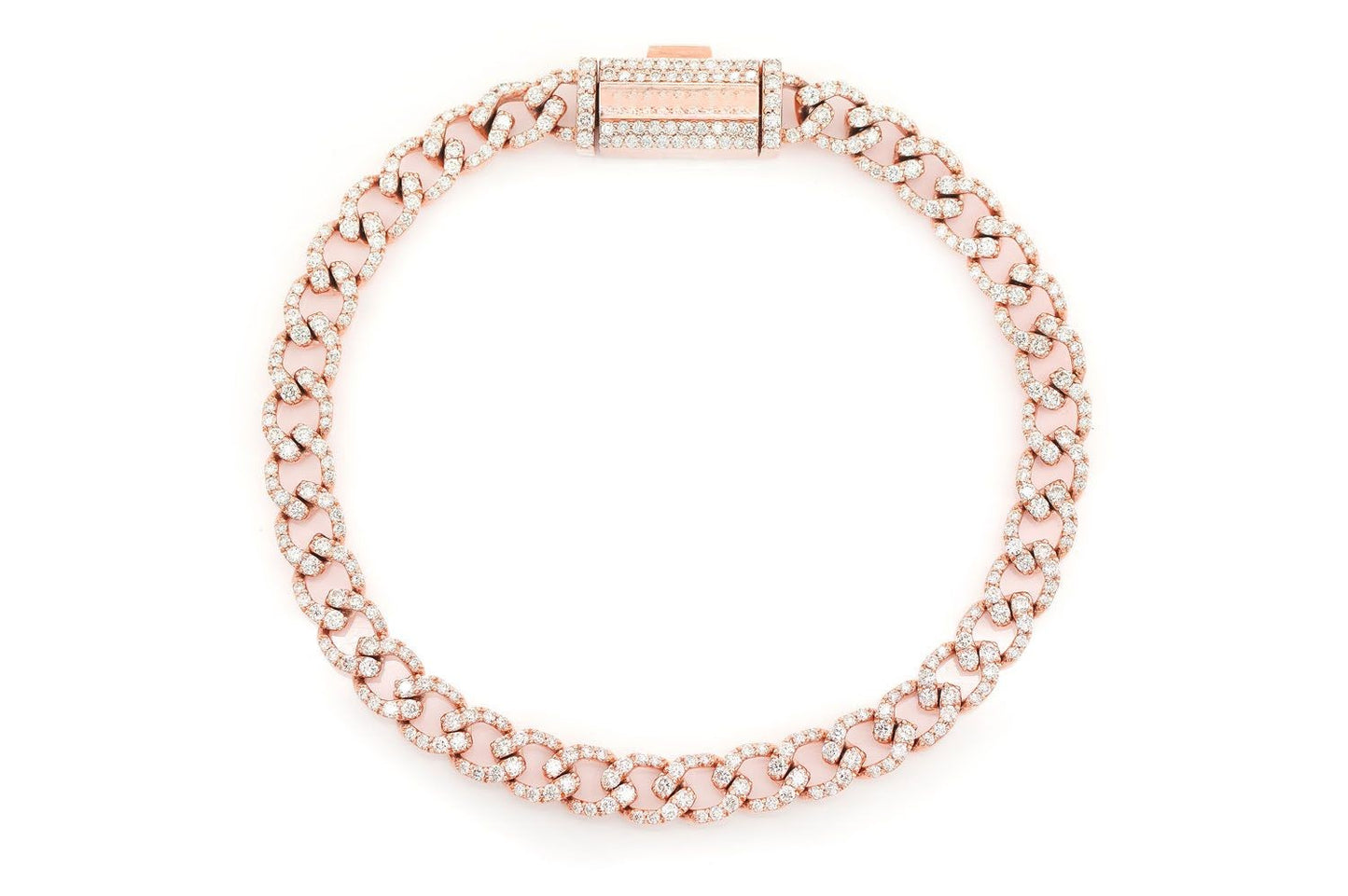 6MM DIAMOND CURB LINK BRACELET 14K SOLID GOLD 4CTW
