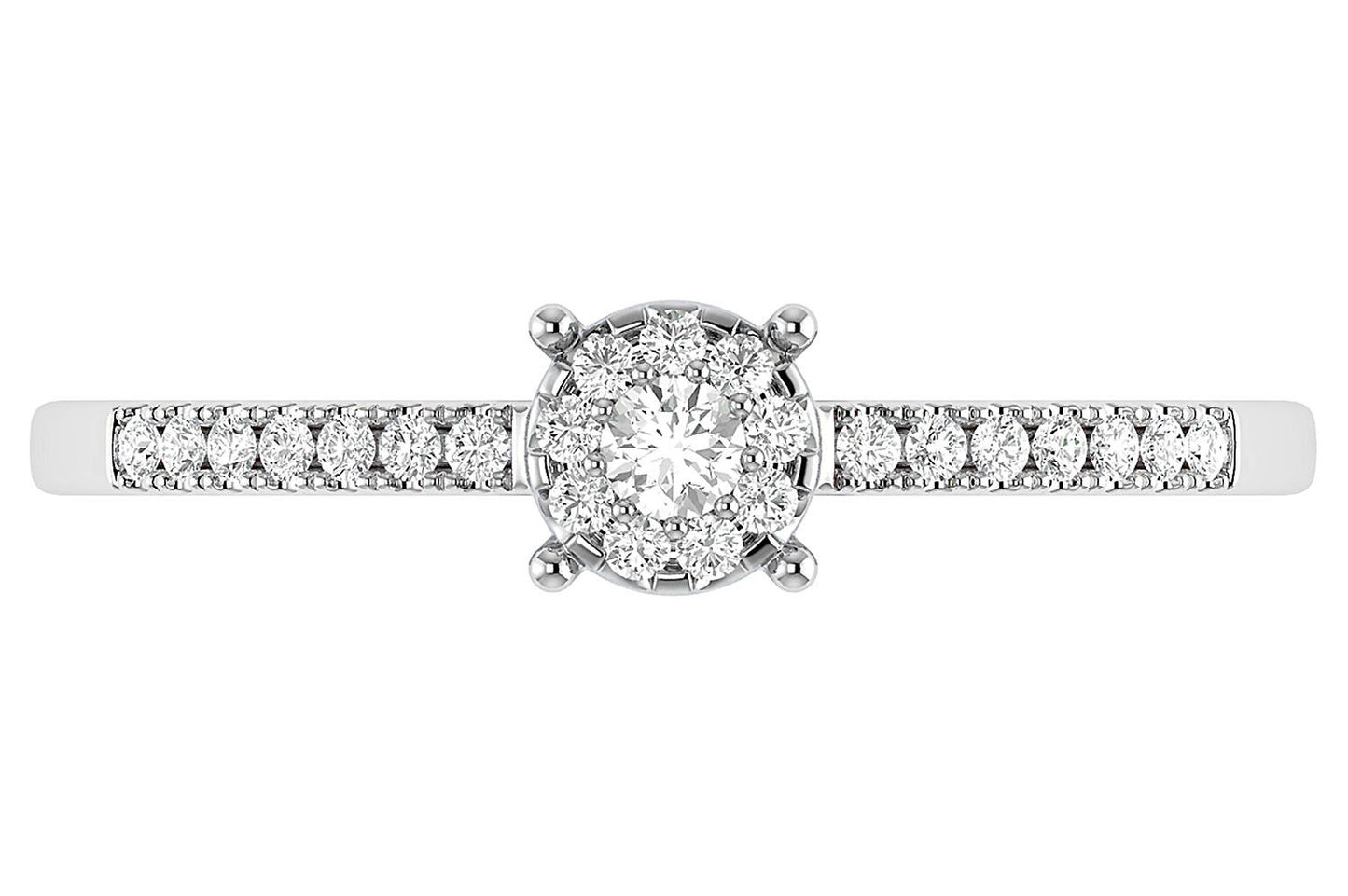 HALO SINGLE ROW DIAMOND ENGAGEMENT RING 0.12CTW - 14K SOLID GOLD