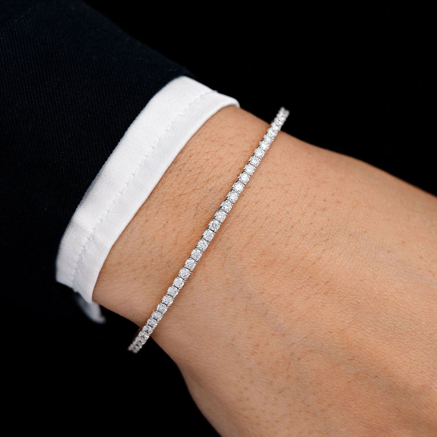 4PT PRONG SET DIAMOND TENNIS BRACELET FLEX BANGLE 1.50CTW 14K SOLID GOLD