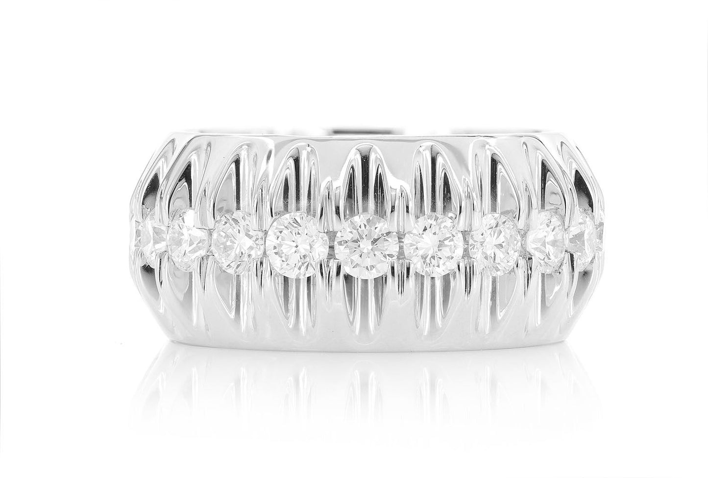PYRAMID ROUND DIAMOND BAND 14K SOLID GOLD 1.50CTW