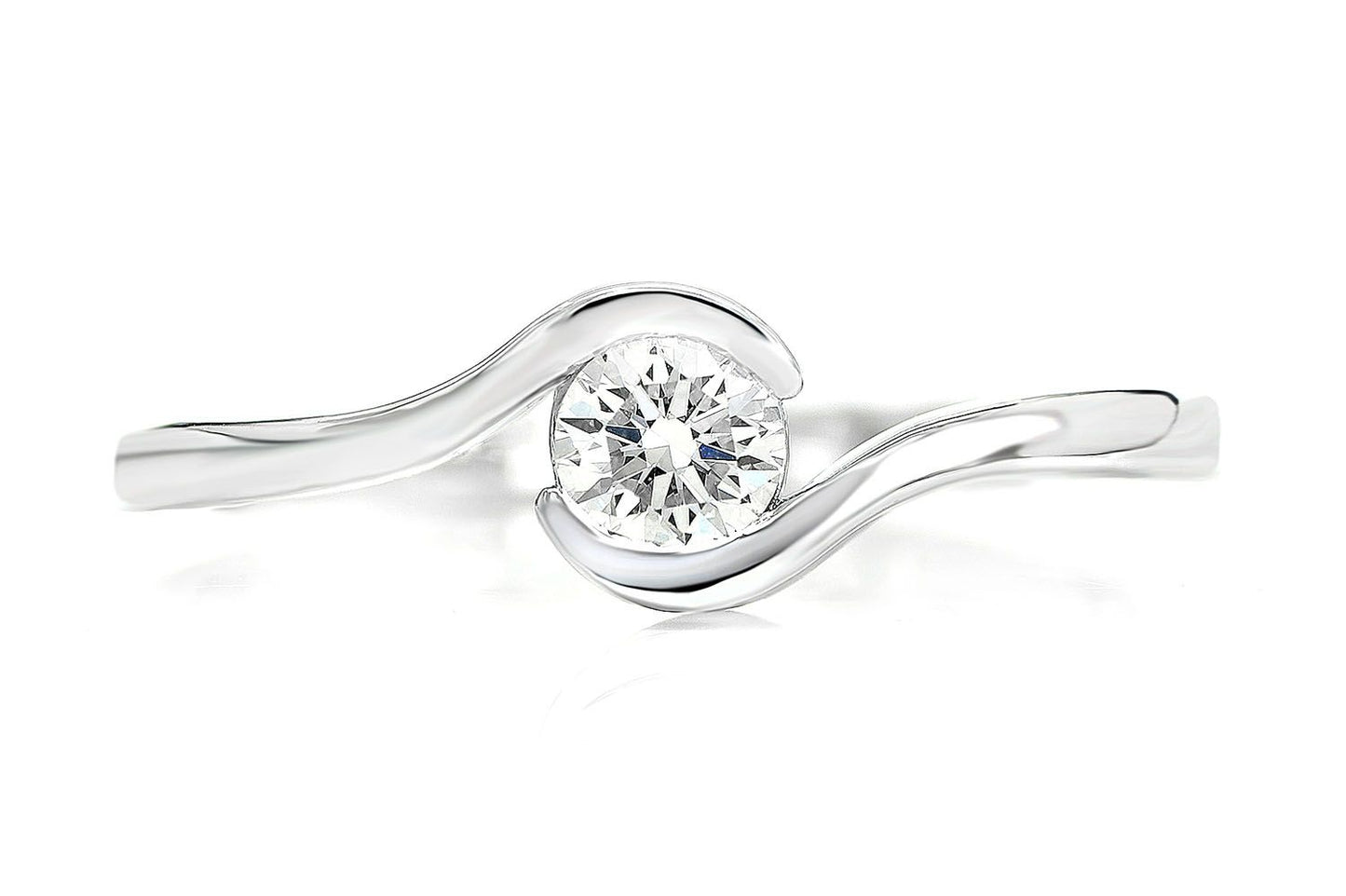 0.25CT SOLITAIRE ROUND DIAMOND BYPASS ENGAGEMENT RING 14K SOLID GOLD