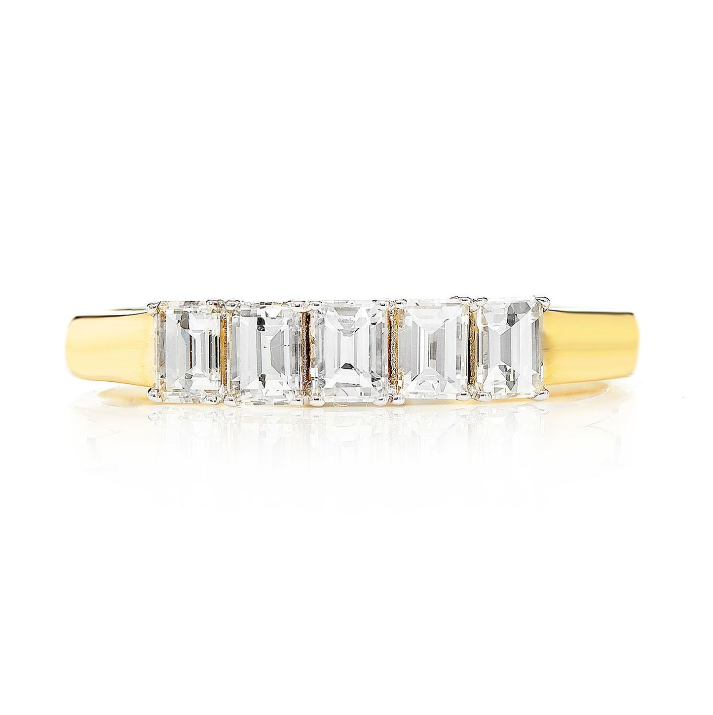 FIVE STONE BAGUETTE DIAMOND RING 14K SOLID GOLD 0.80CTW