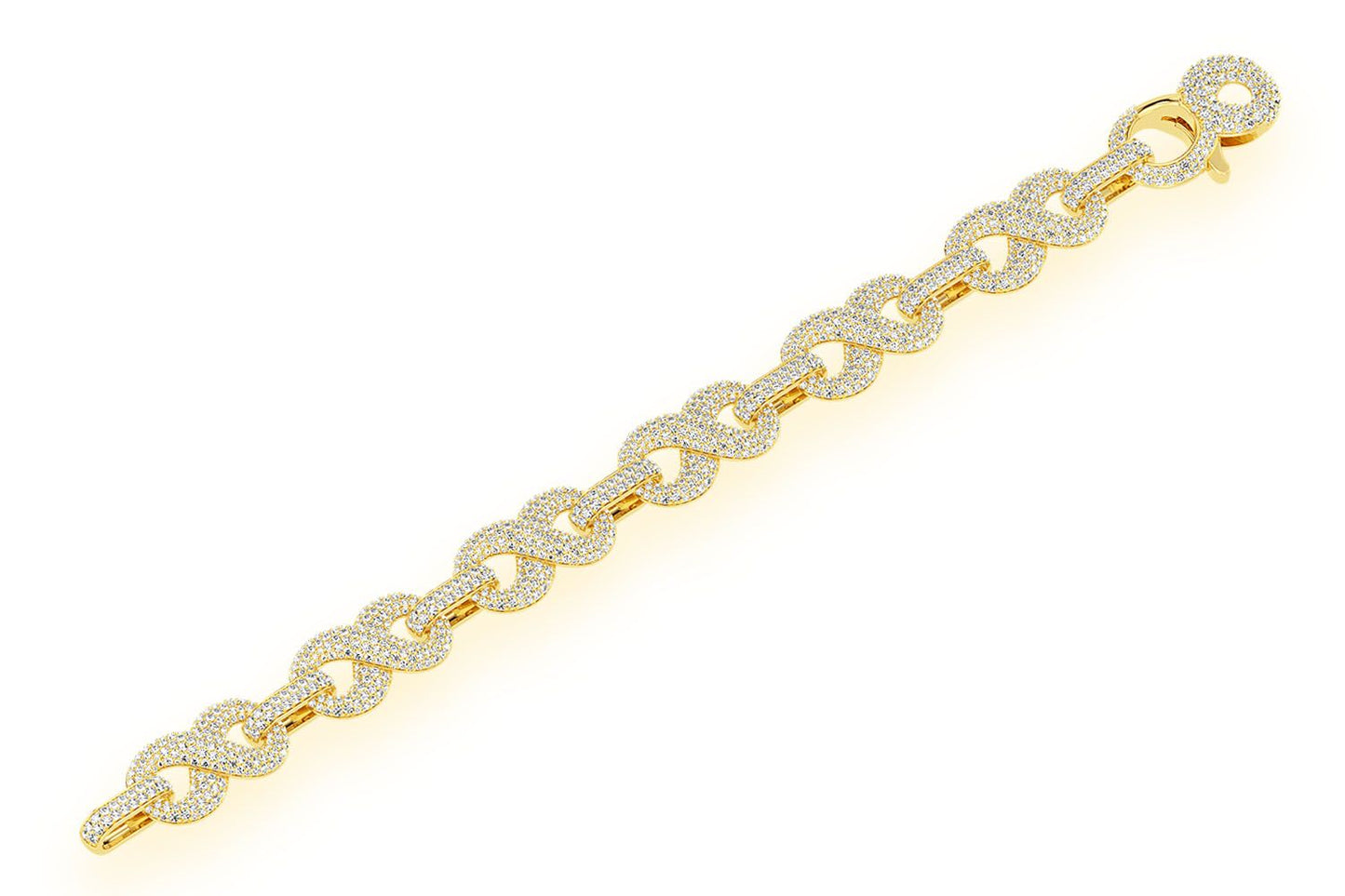 INFINITY LINK DIAMOND BRACELET 14K SOLID GOLD 9.00CTW