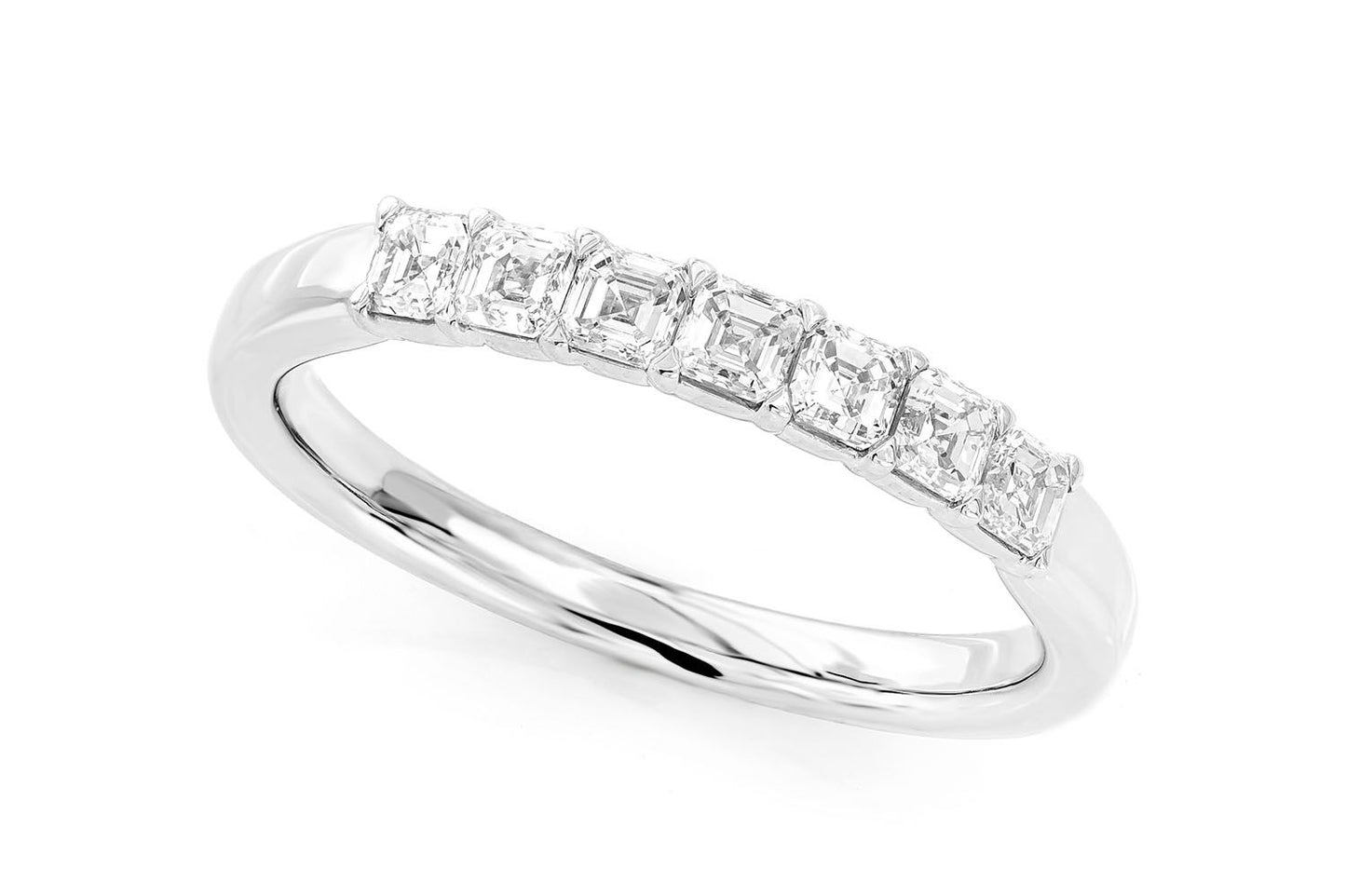 ASSCHER DIAMOND BAND 14K SOLID GOLD 0.60CTW